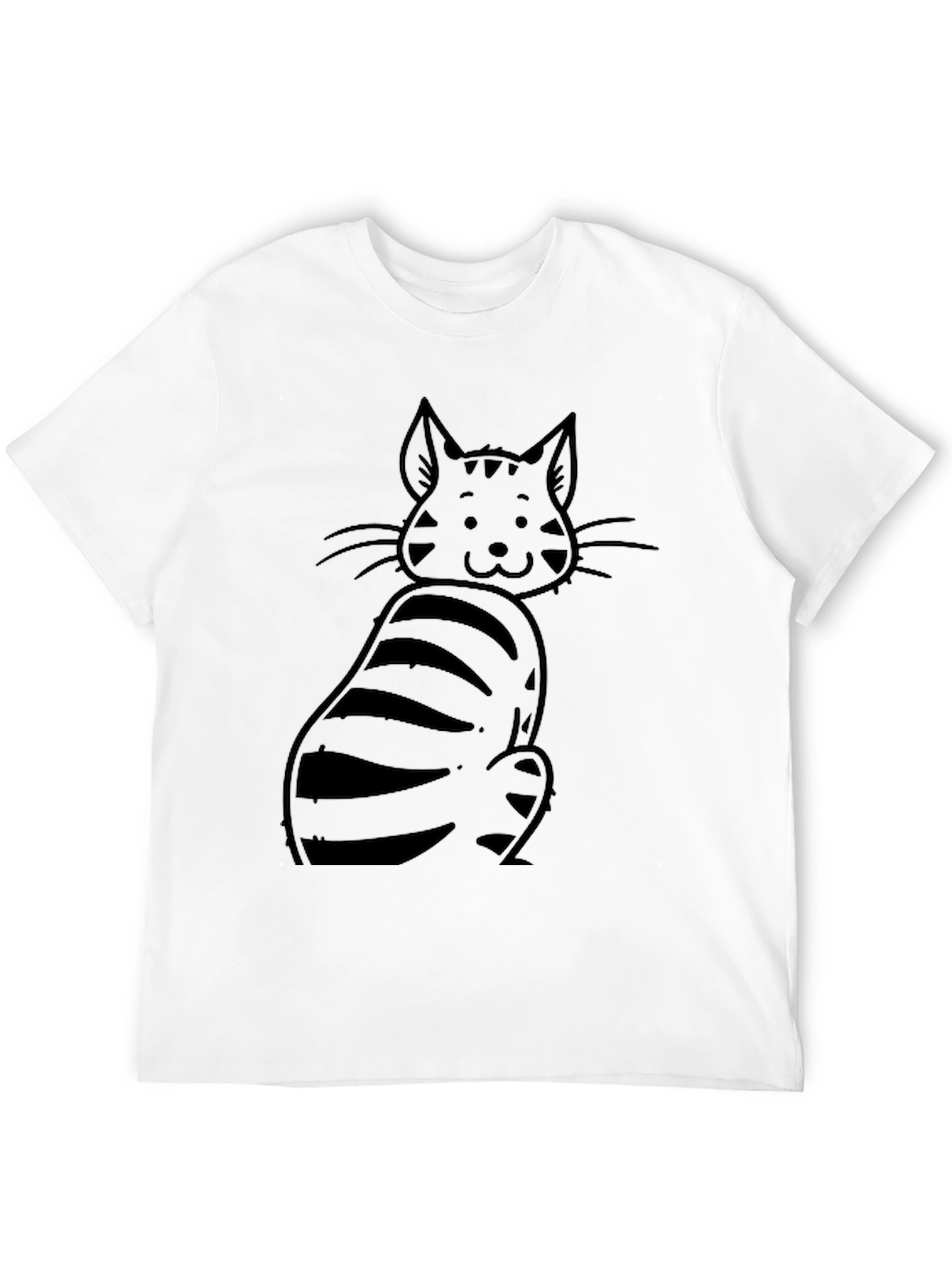Cute Cat Graphic Black T-Shirt - Unisex
