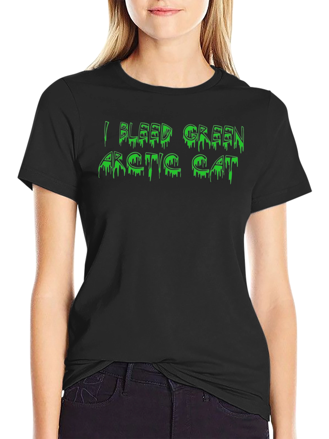 I Bleed Green Arctic Cat Mens Black T-Shirt
