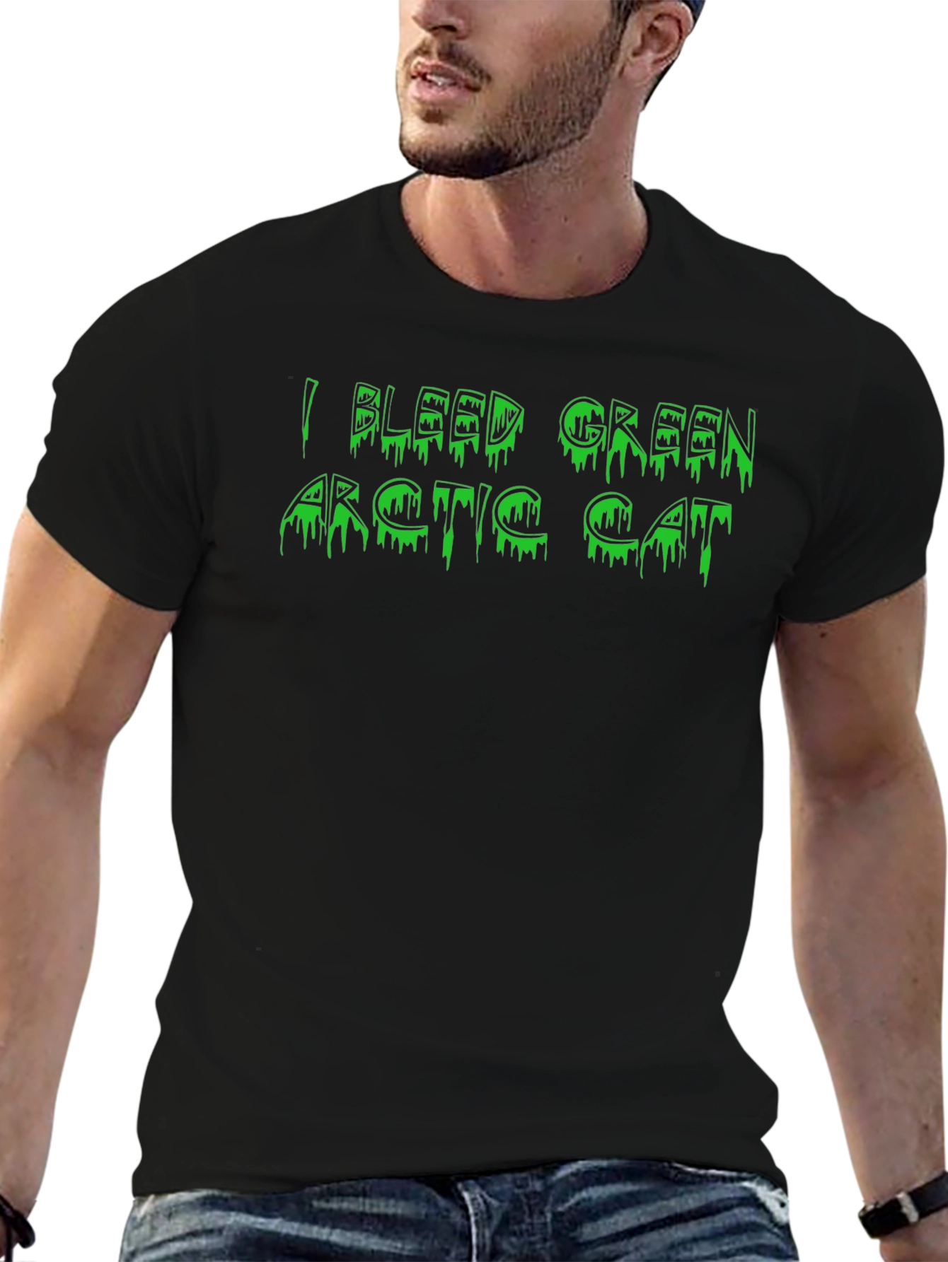 I Bleed Green Arctic Cat Mens Black T-Shirt
