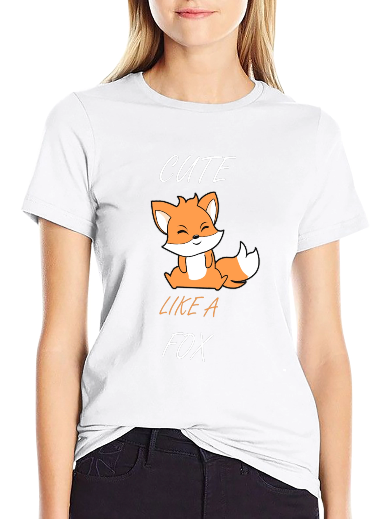 Cute Fox Graphic T-Shirt - Black
