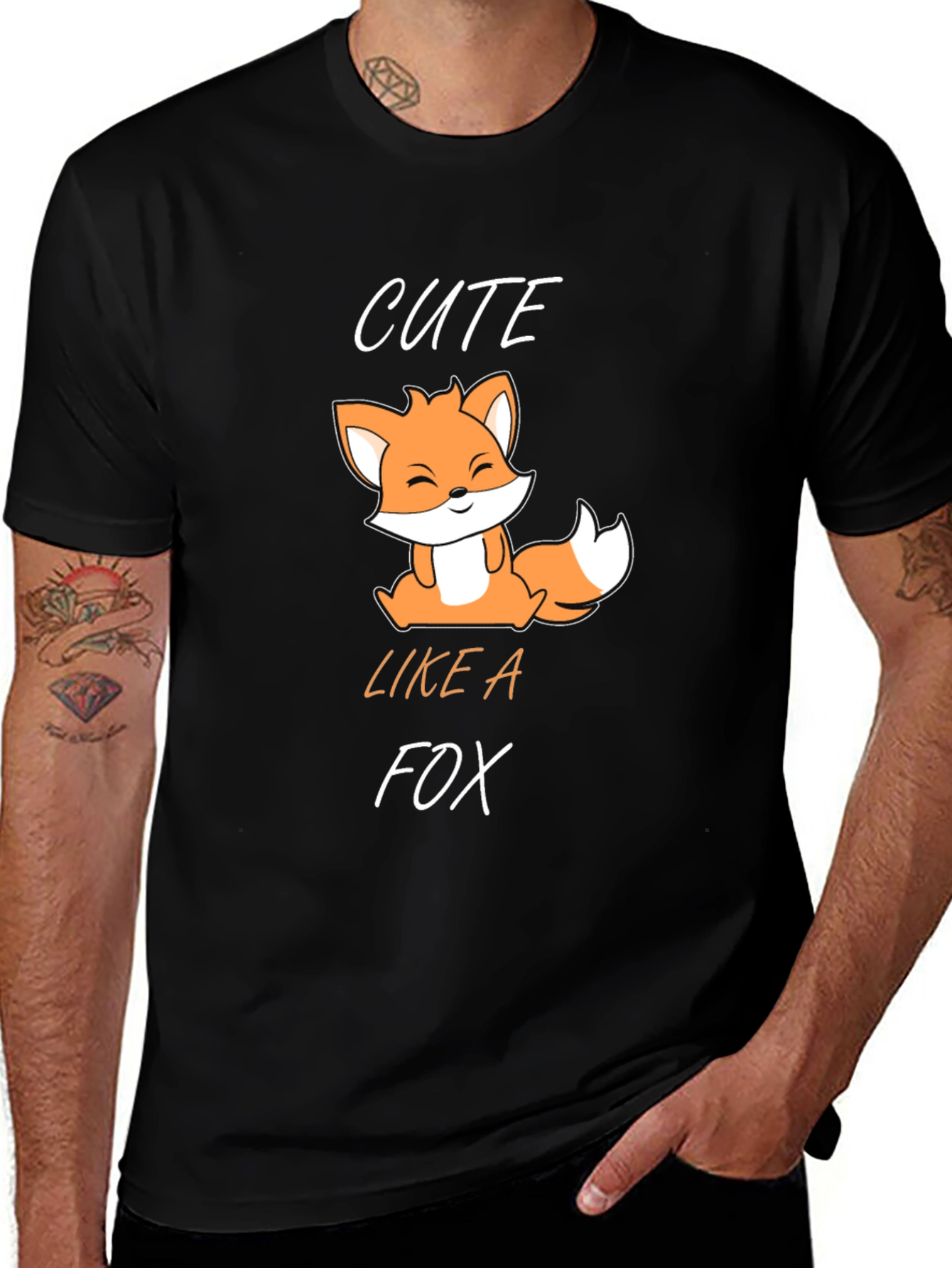 Cute Fox Graphic T-Shirt - Black