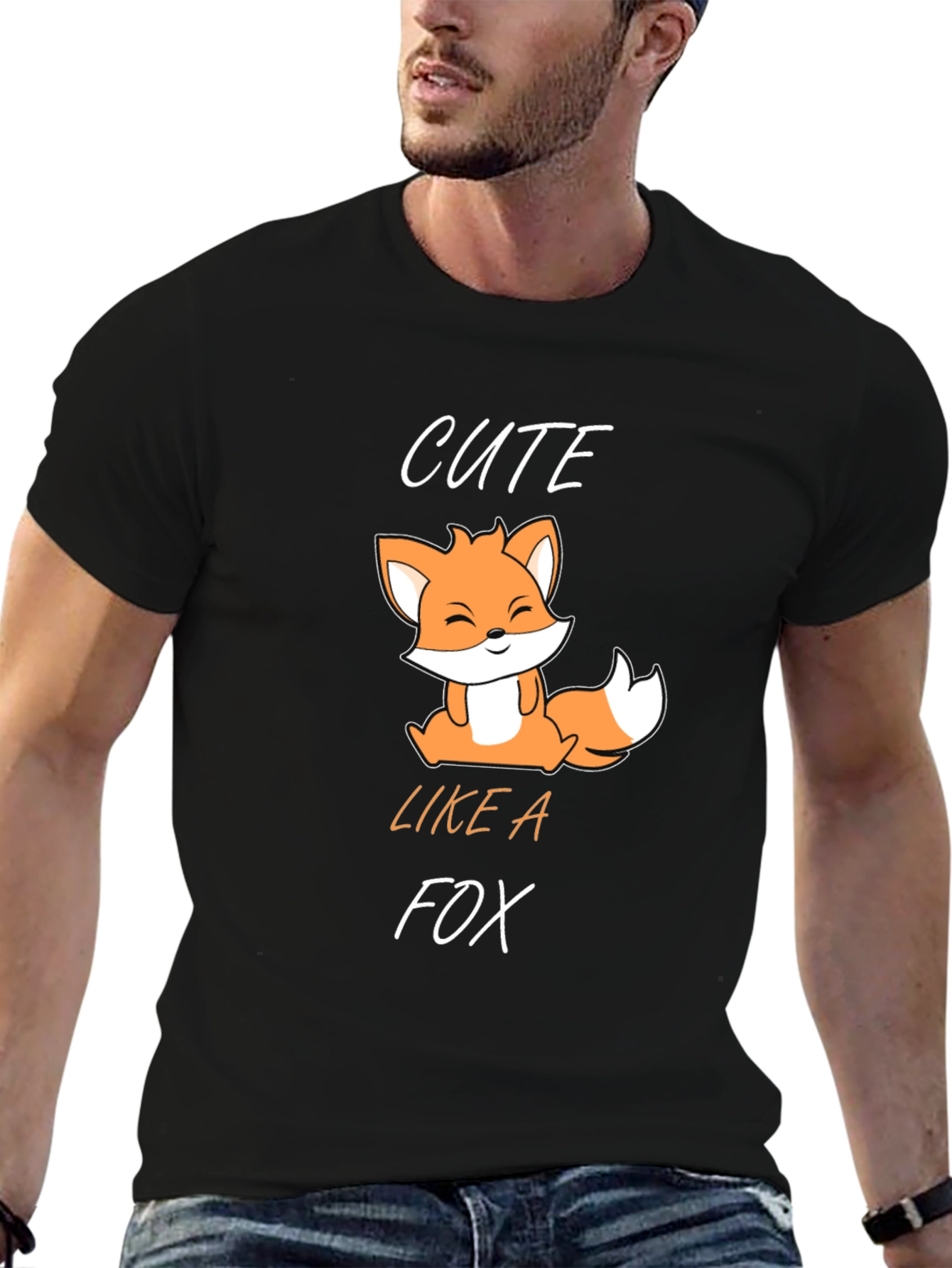 Cute Fox Graphic T-Shirt - Black