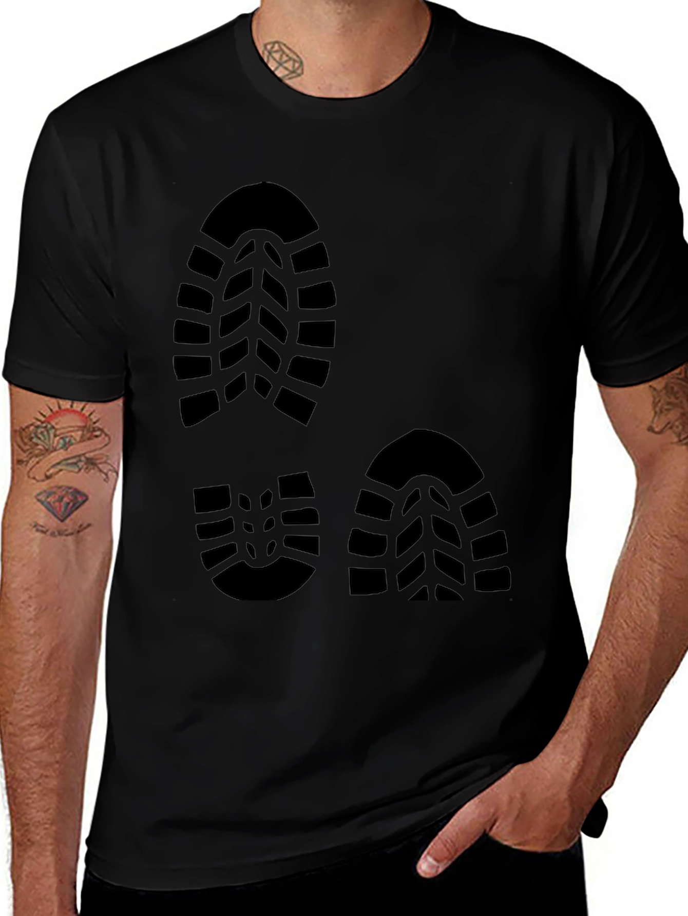 Footprint Design Black T-Shirt