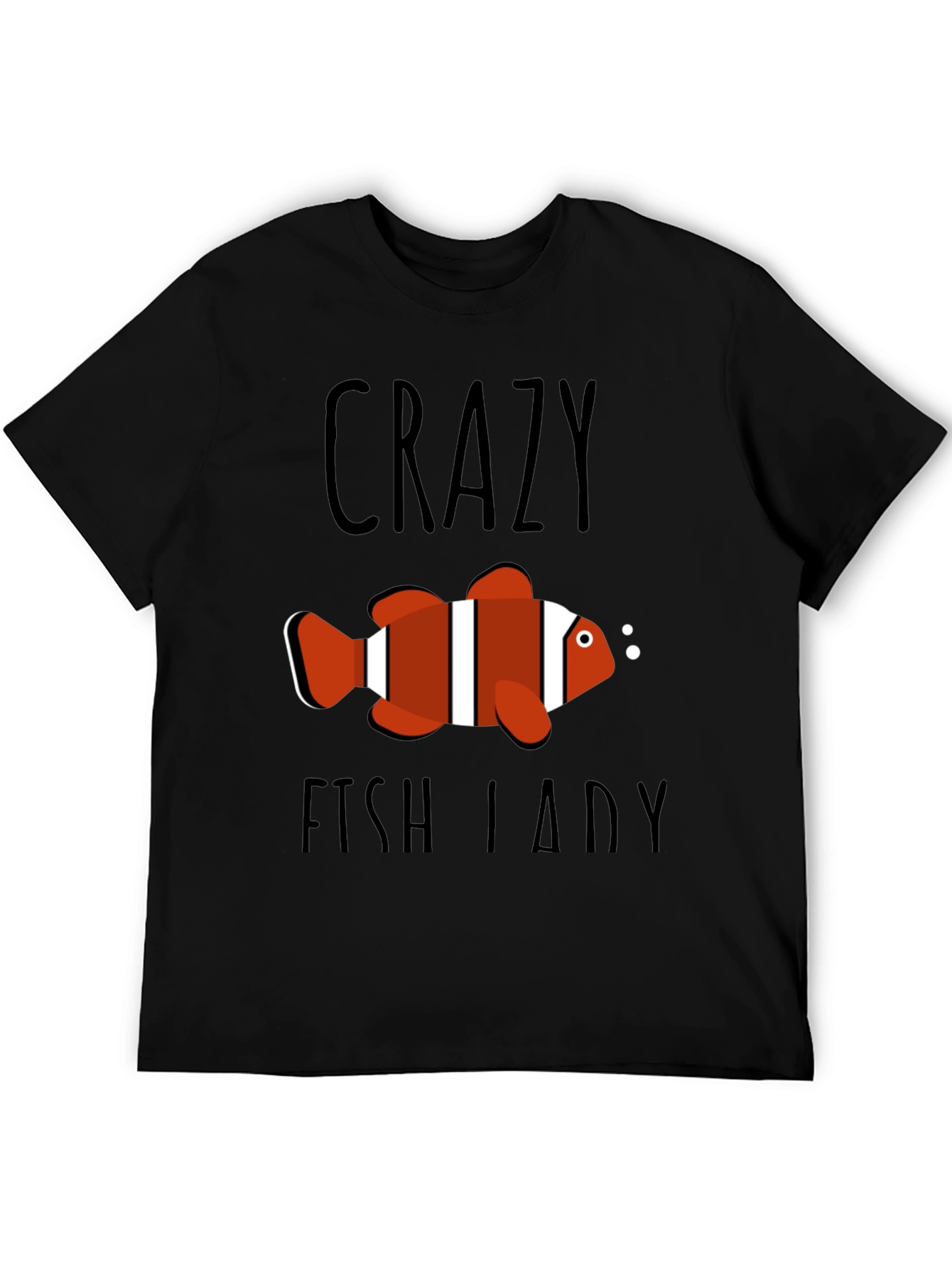Crazy Fish Lady Graphic Tee - Black Cotton T-Shirt