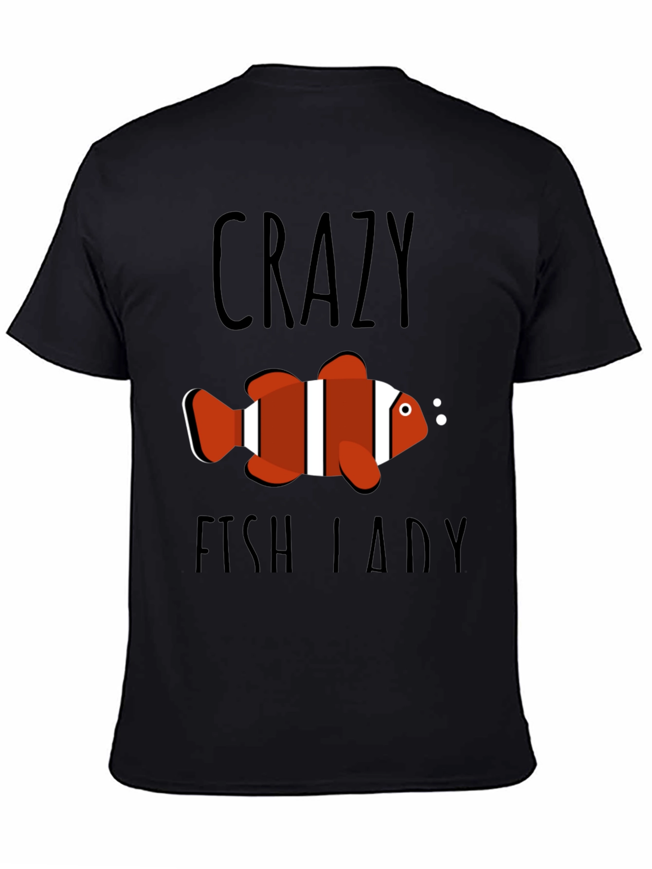 Crazy Fish Lady Graphic Tee - Black Cotton T-Shirt