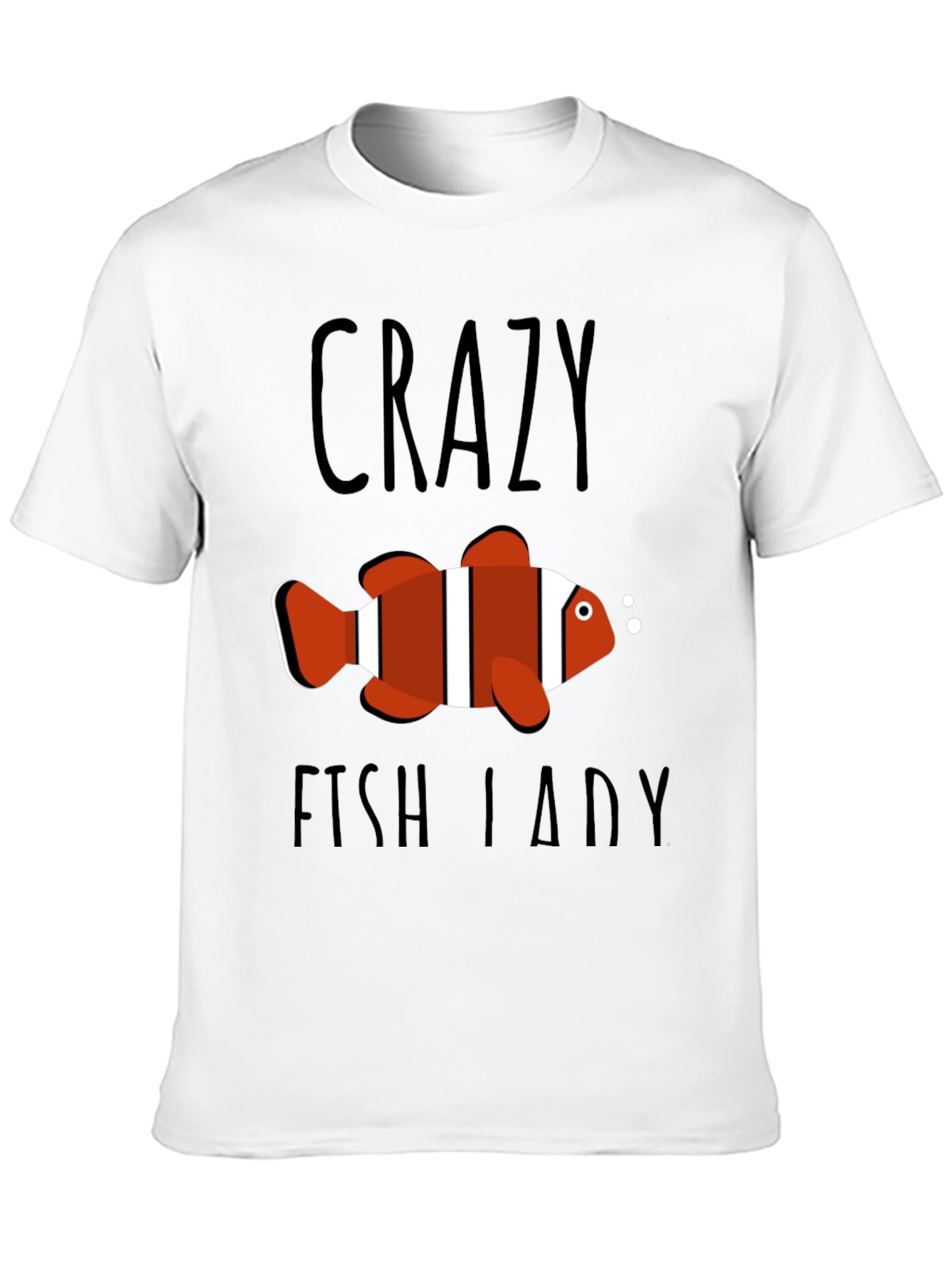 Crazy Fish Lady Graphic Tee - Black Cotton T-Shirt