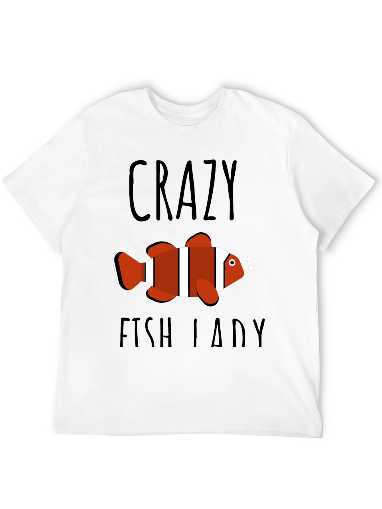 Crazy Fish Lady Graphic Tee - Black Cotton T-Shirt