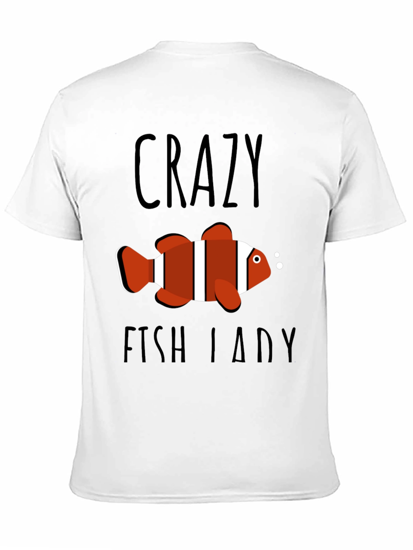 Crazy Fish Lady Graphic Tee - Black Cotton T-Shirt