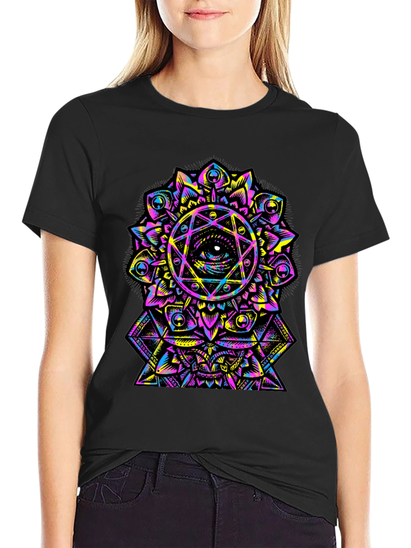 Eye Mandala Graphic T-Shirt - Black