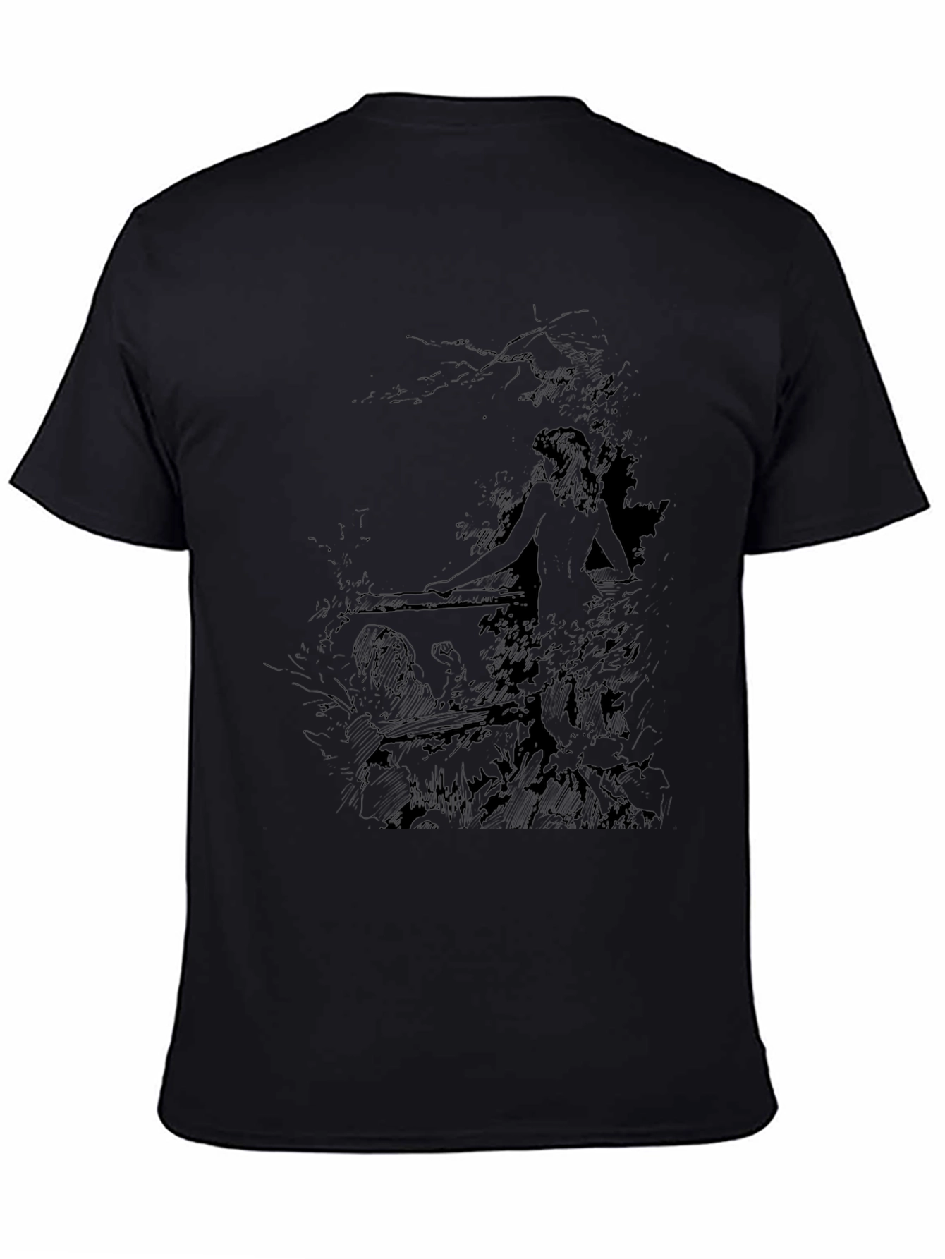Mens Black Graphic Print Tee