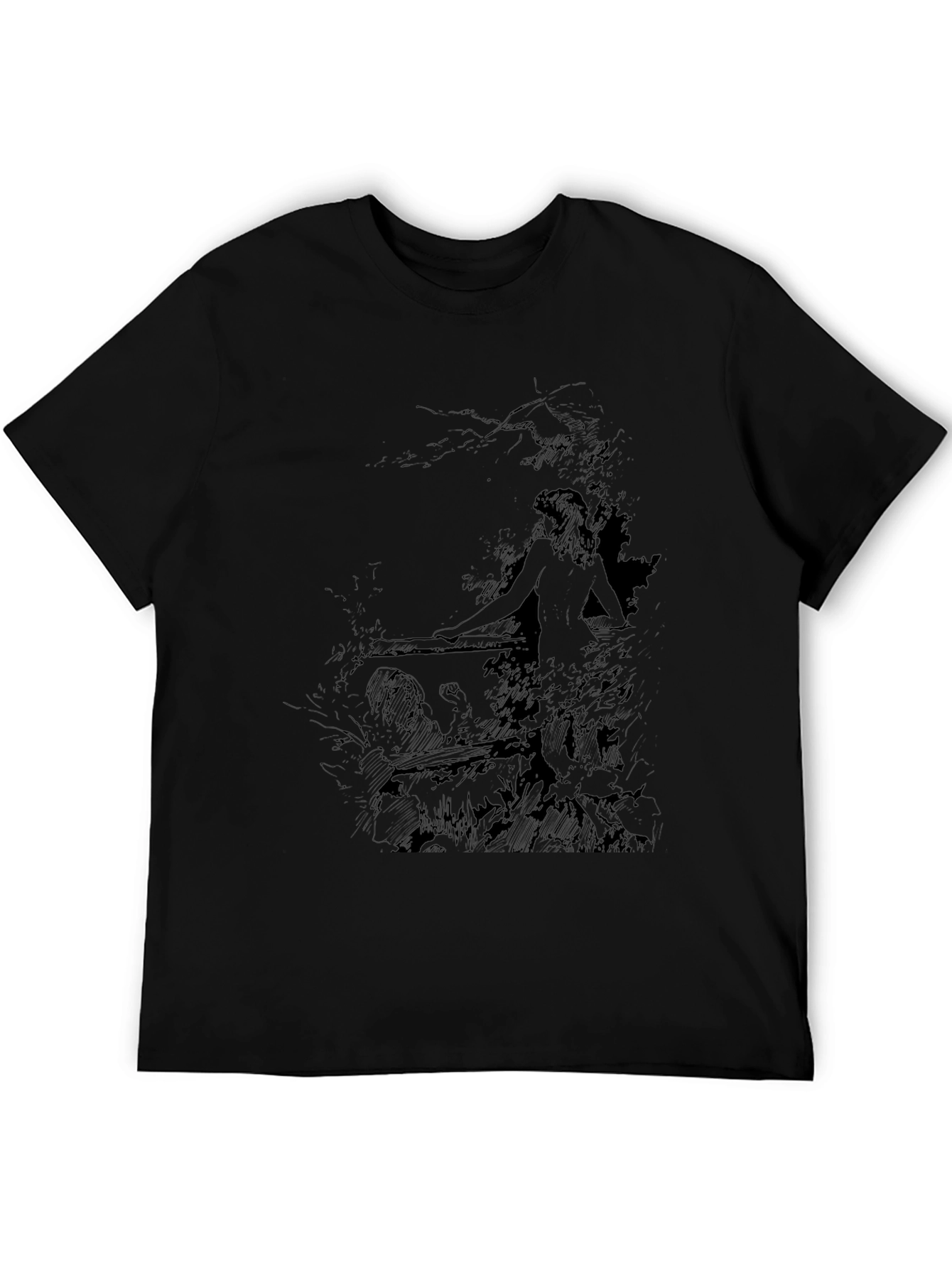 Mens Black Graphic Print Tee