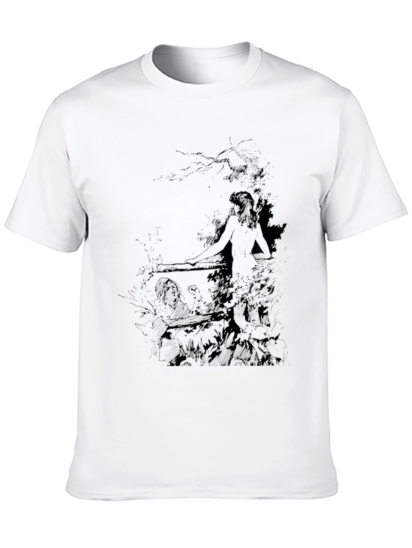 Mens Black Graphic Print Tee