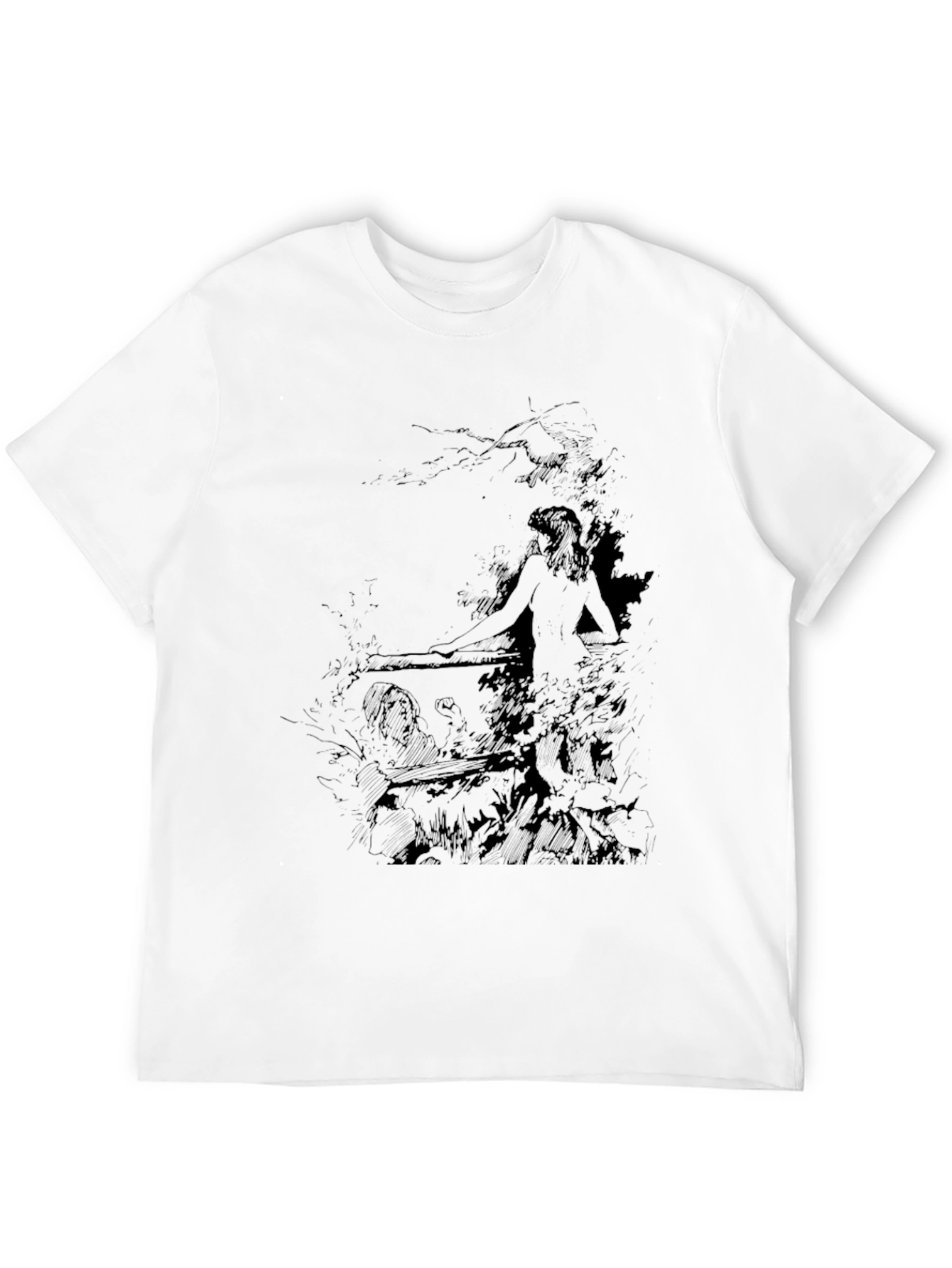 Mens Black Graphic Print Tee