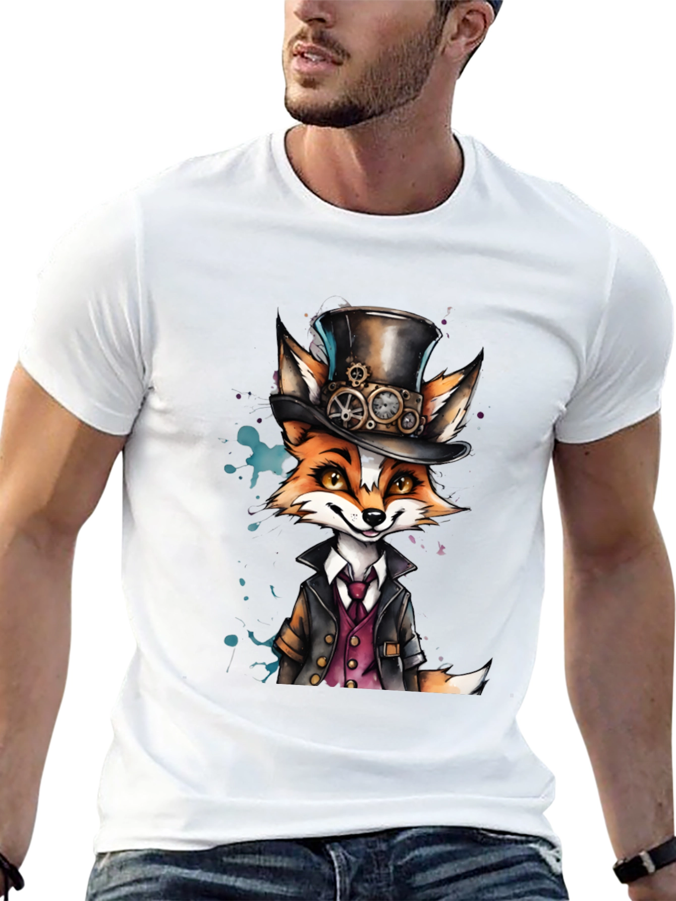 Steampunk Fox T-Shirt: Dapper Animal Design