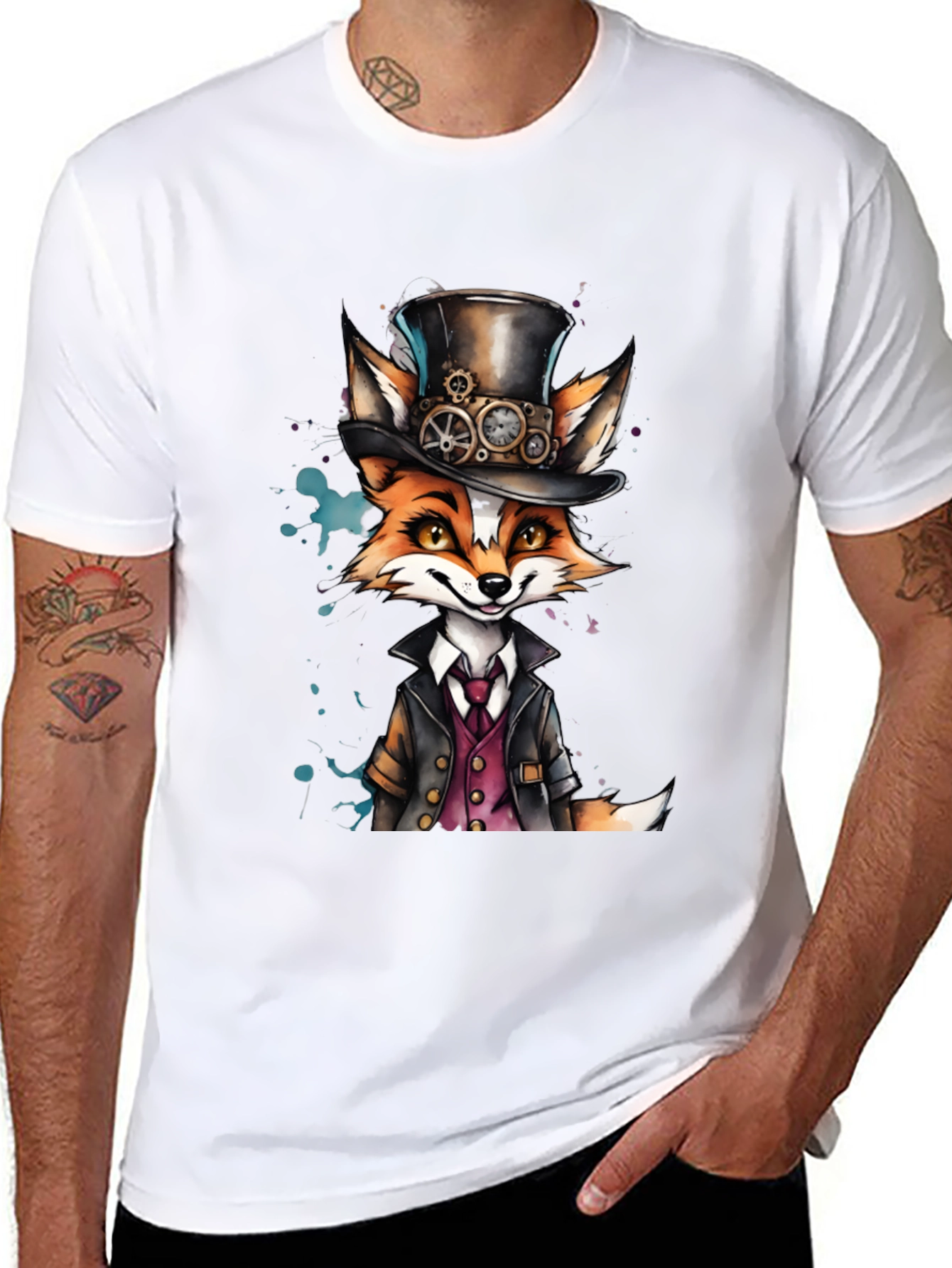 Steampunk Fox T-Shirt: Dapper Animal Design
