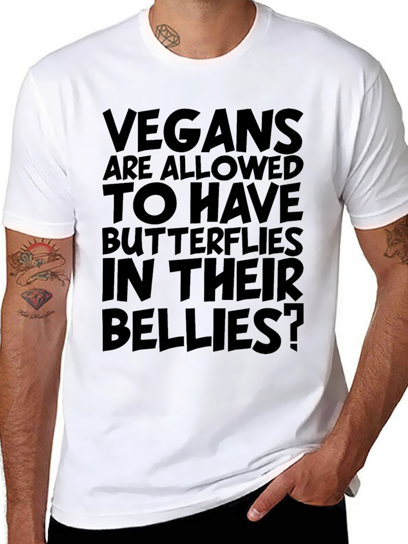 Vegan Butterfly Graphic Tee - Unisex Black T-Shirt