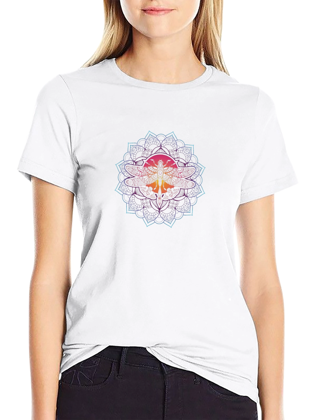 Mandala Moth Graphic Tee - Stylish Comfort