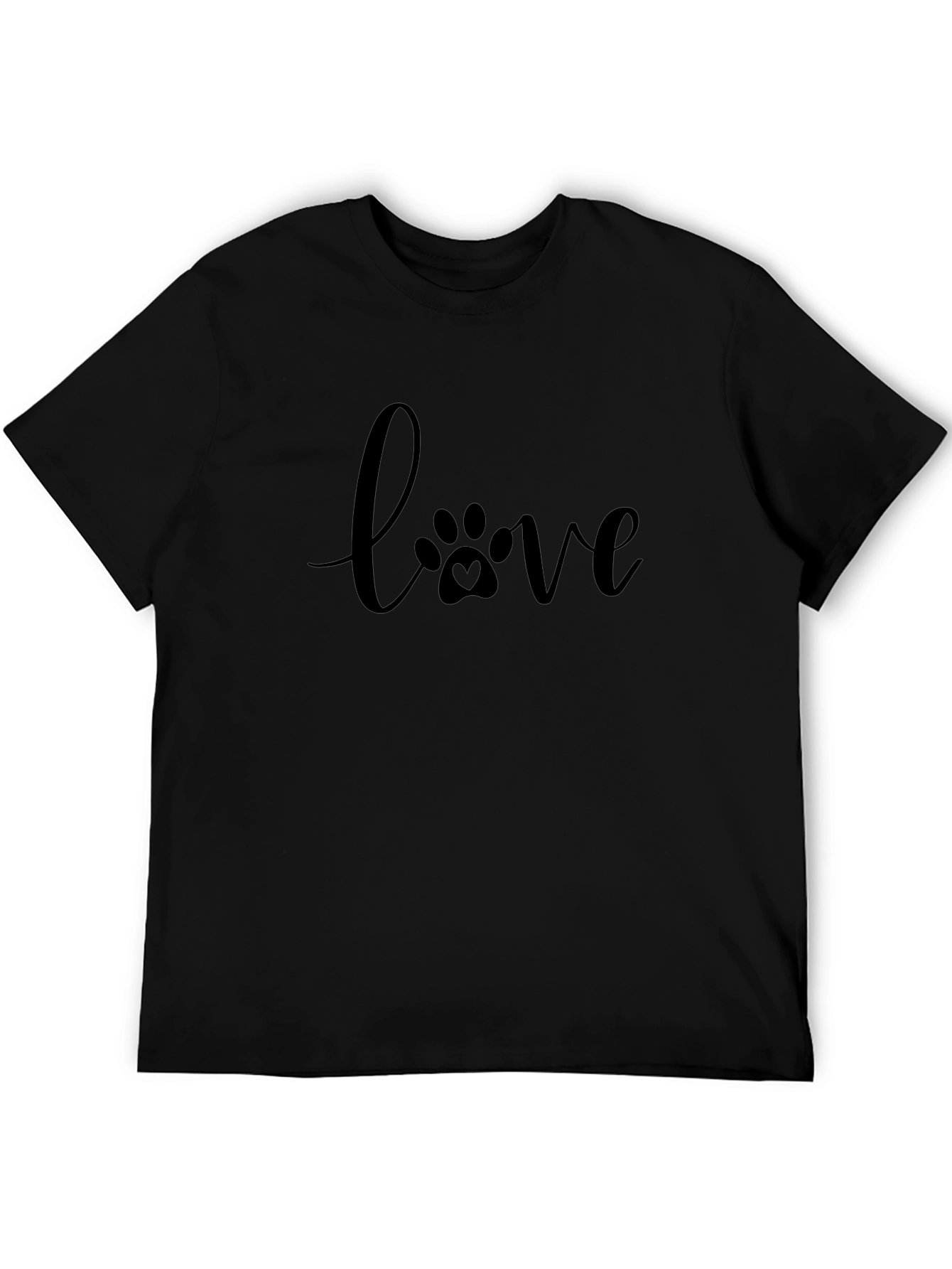 Love Paw Print T-Shirt - Black