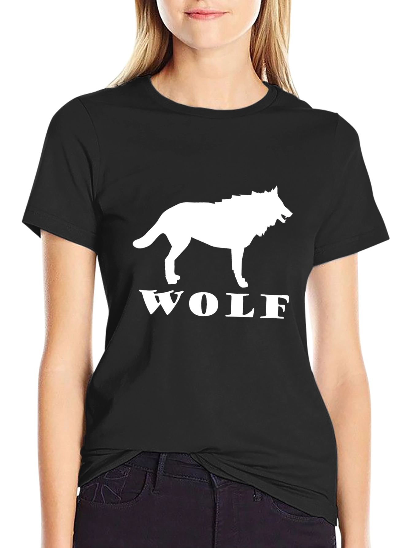 Black Wolf Graphic Tee - Stylish Animal Print Shirt