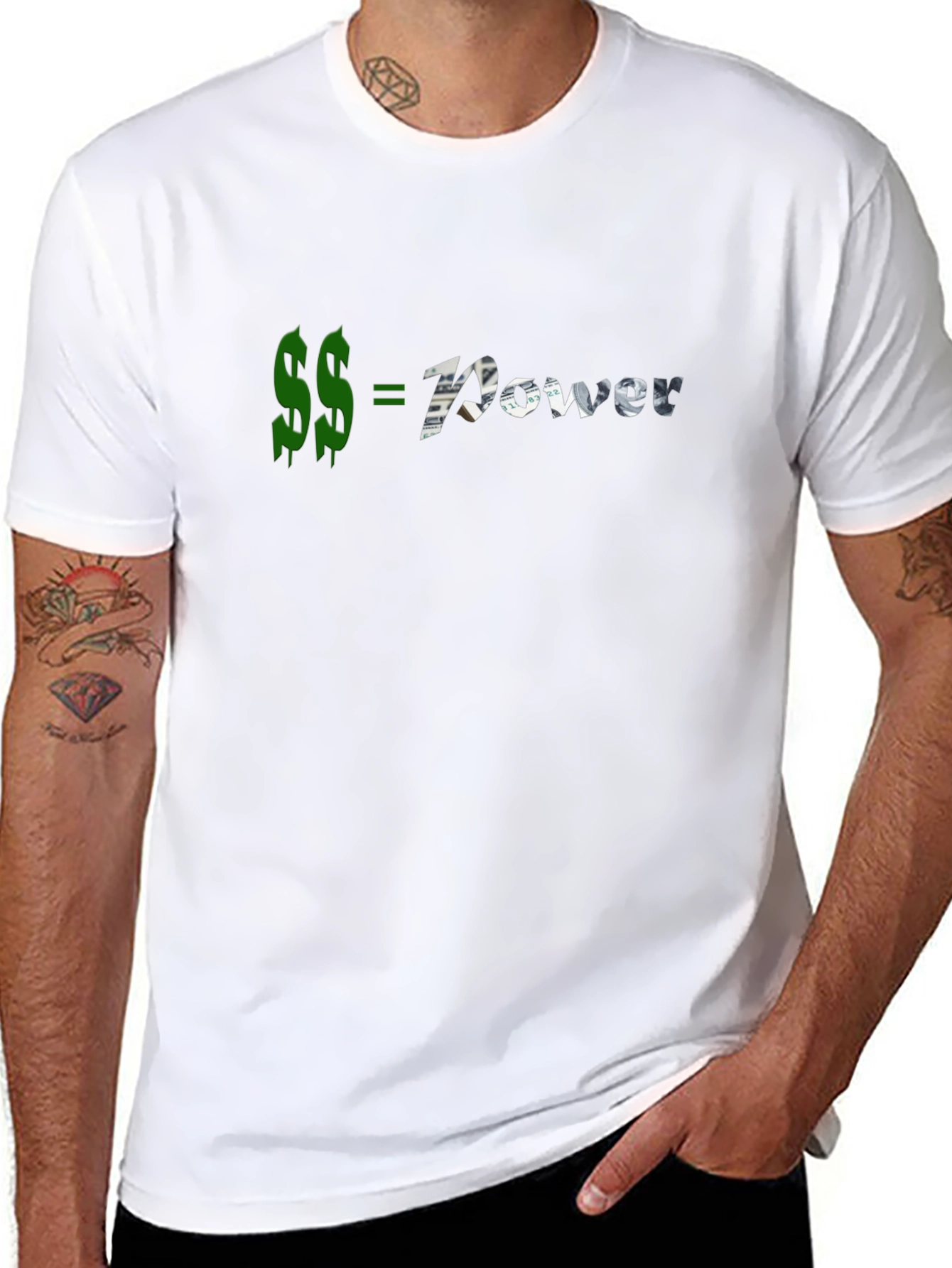 Money Equals Power Black Graphic T-Shirt