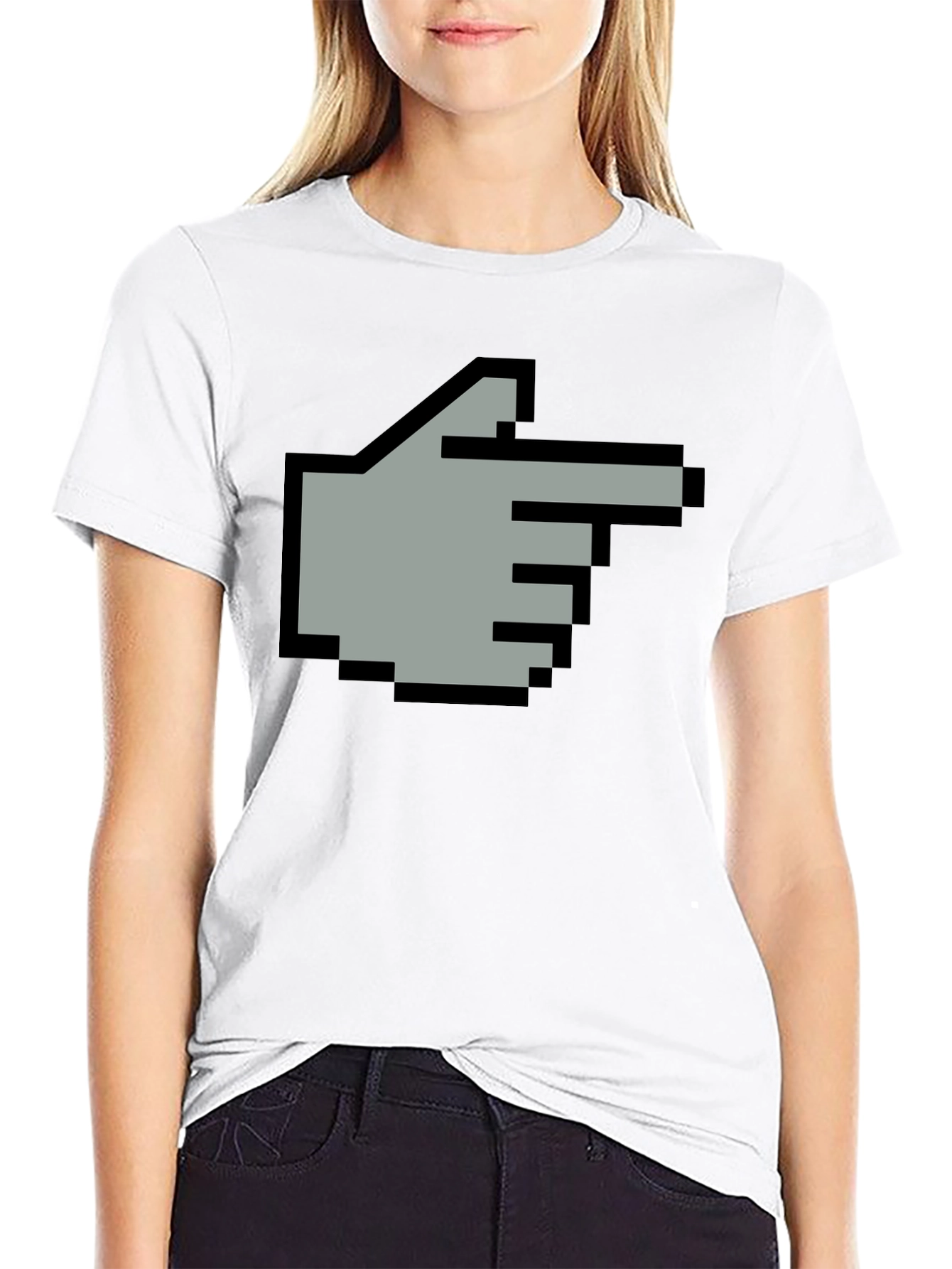 Pixel Hand Pointer T-Shirt - Retro Gaming Style