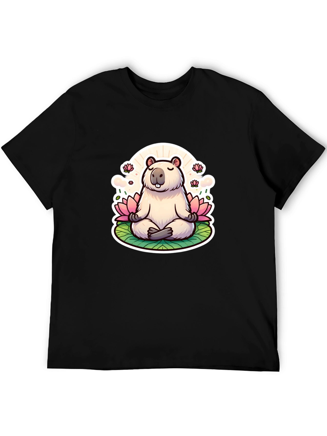 Zen Capybara Meditation Graphic Tee - Unisex Black T-Shirt