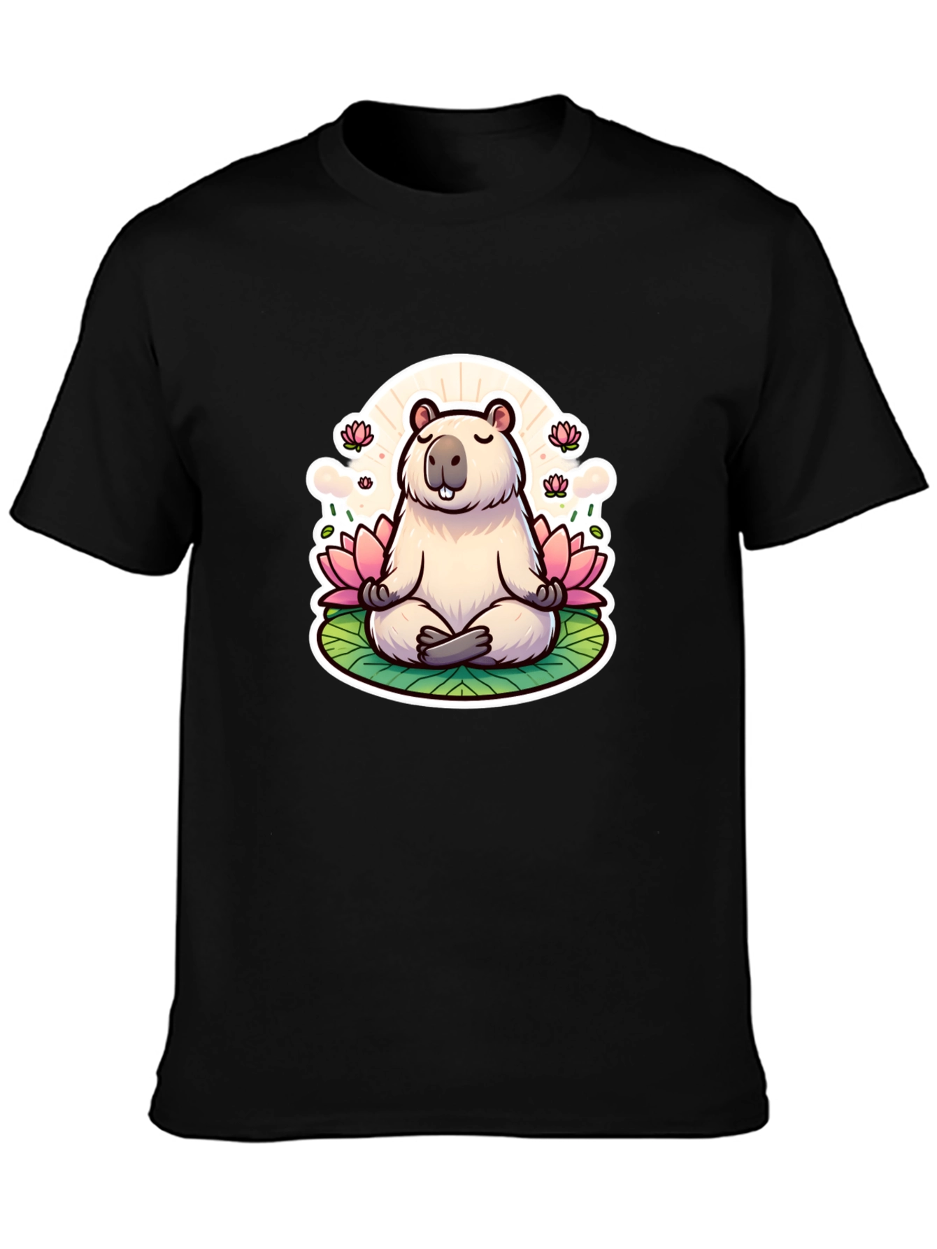 Zen Capybara Meditation Graphic Tee - Unisex Black T-Shirt