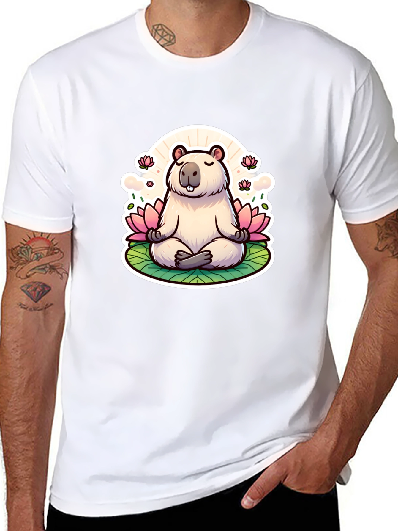 Zen Capybara Meditation Graphic Tee - Unisex Black T-Shirt