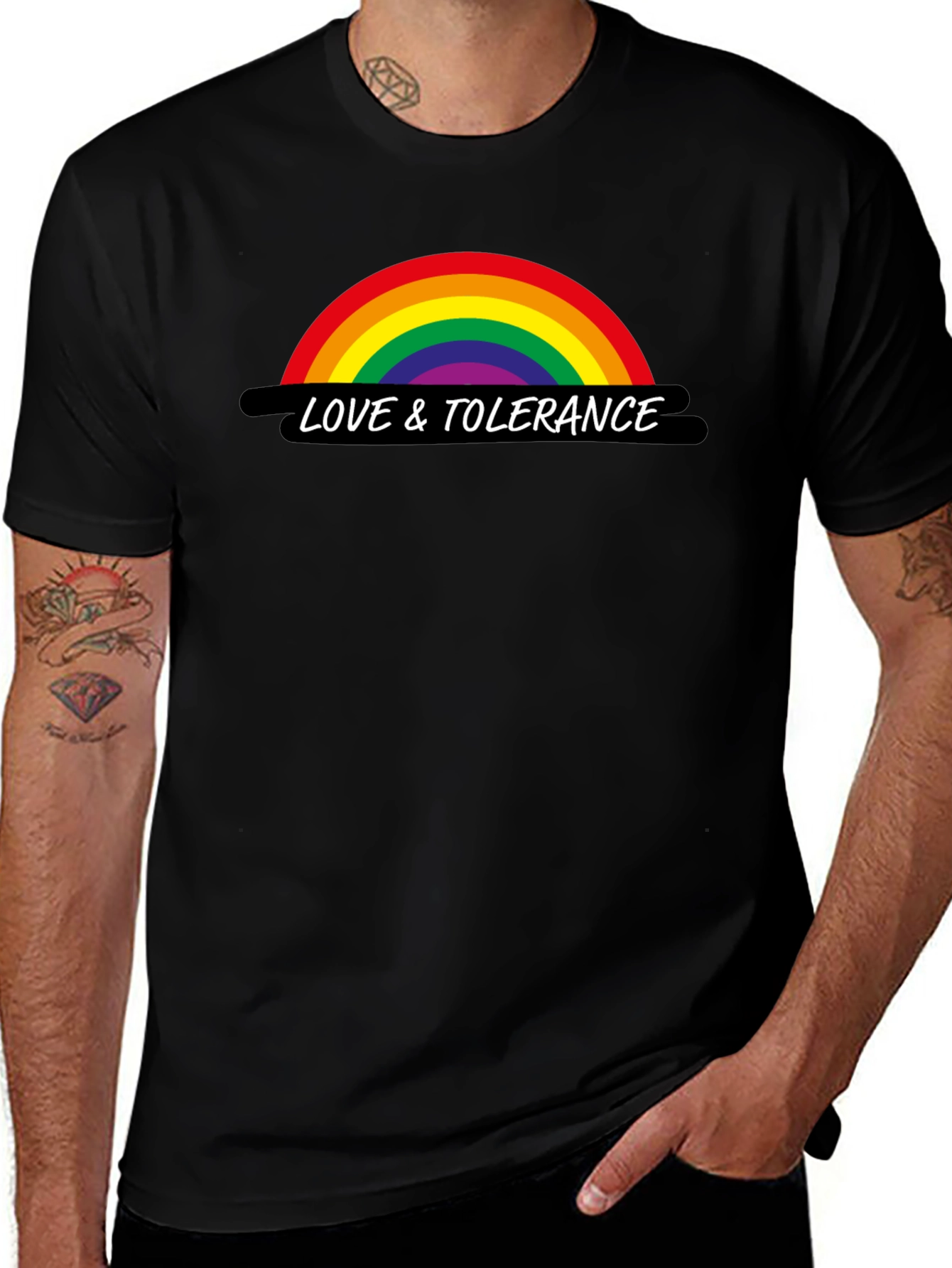Love & Tolerance Rainbow Graphic T-Shirt