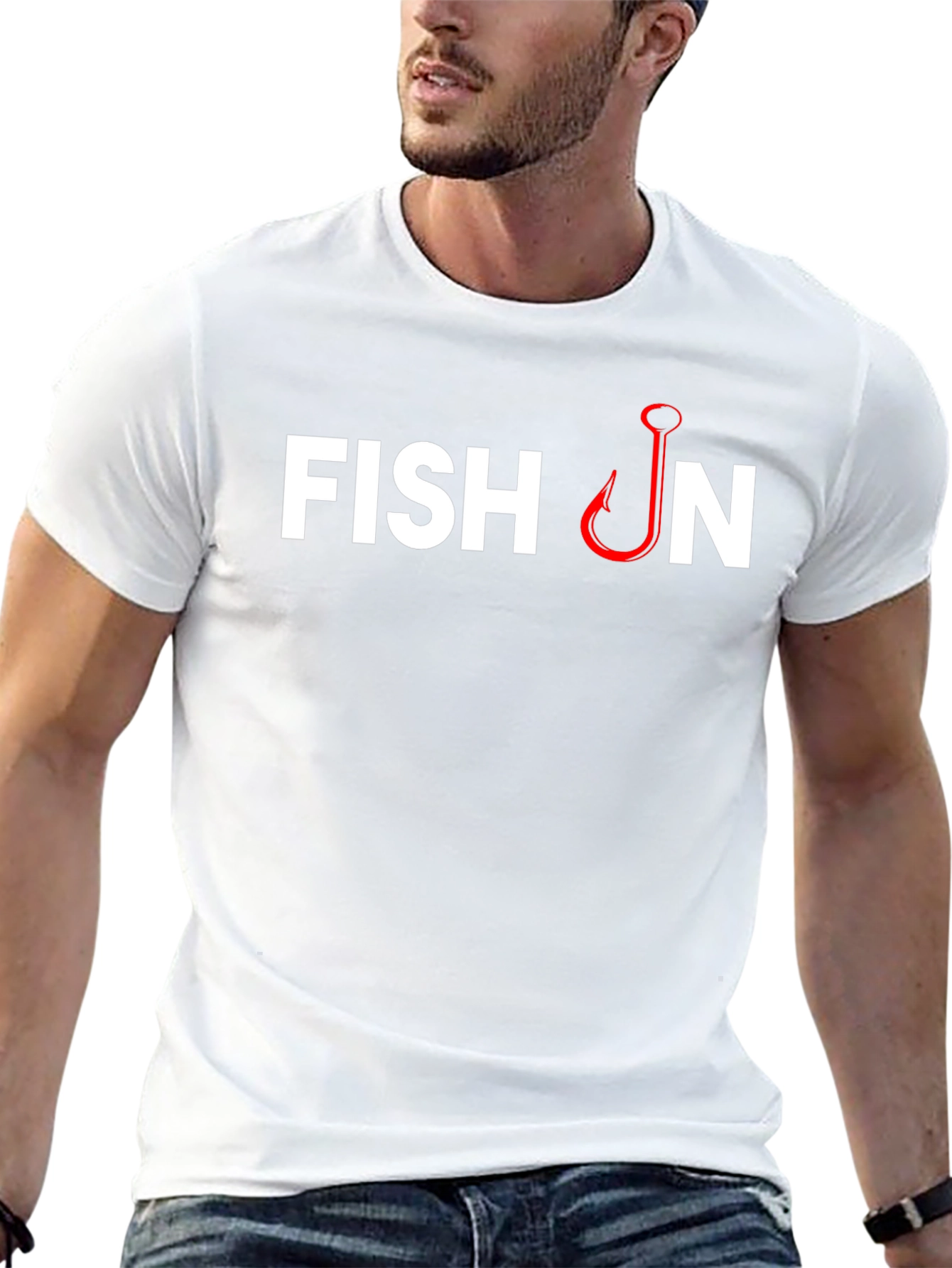 Fish On T-Shirt - Fishing Hook Design