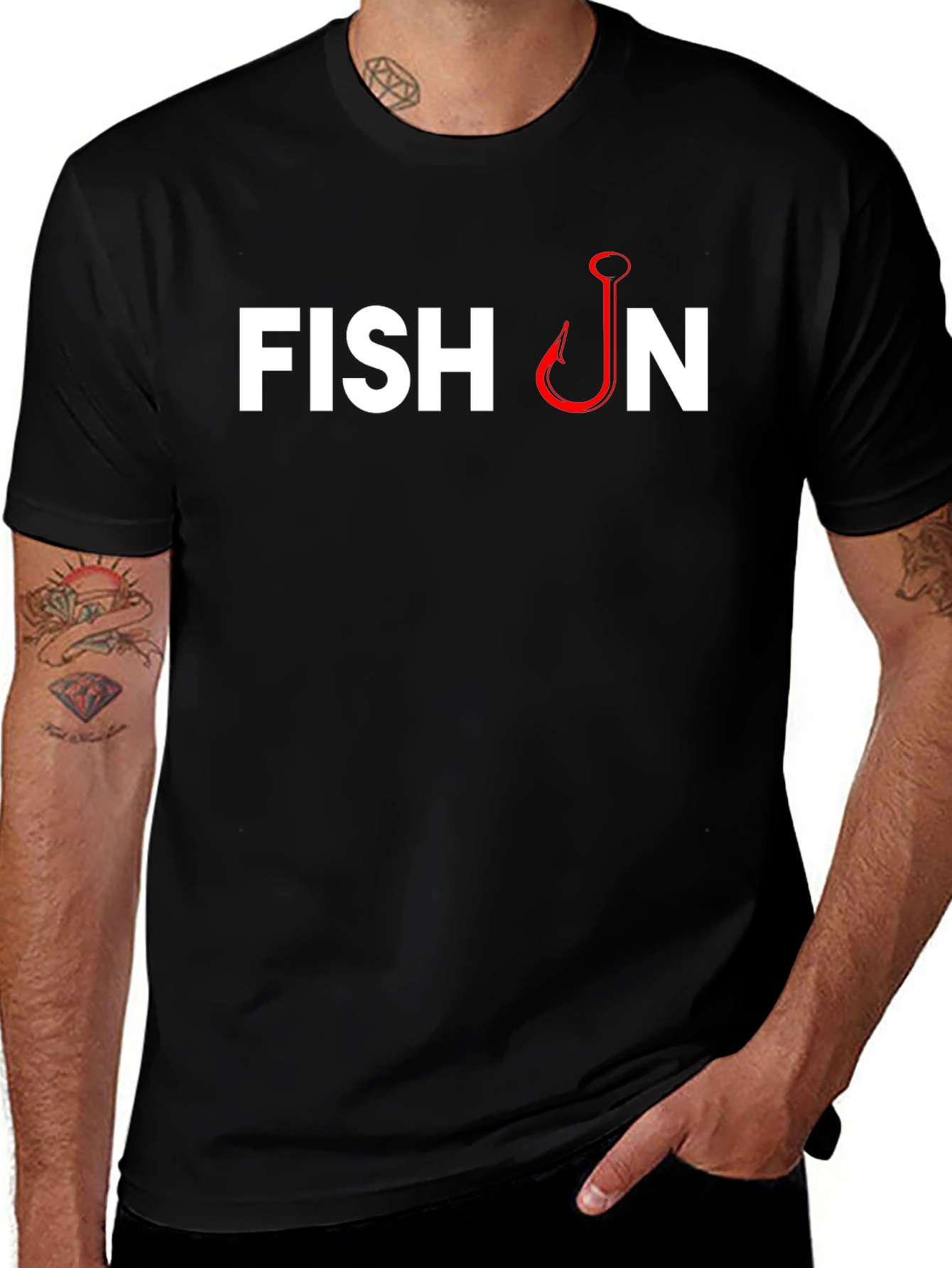 Fish On T-Shirt - Fishing Hook Design