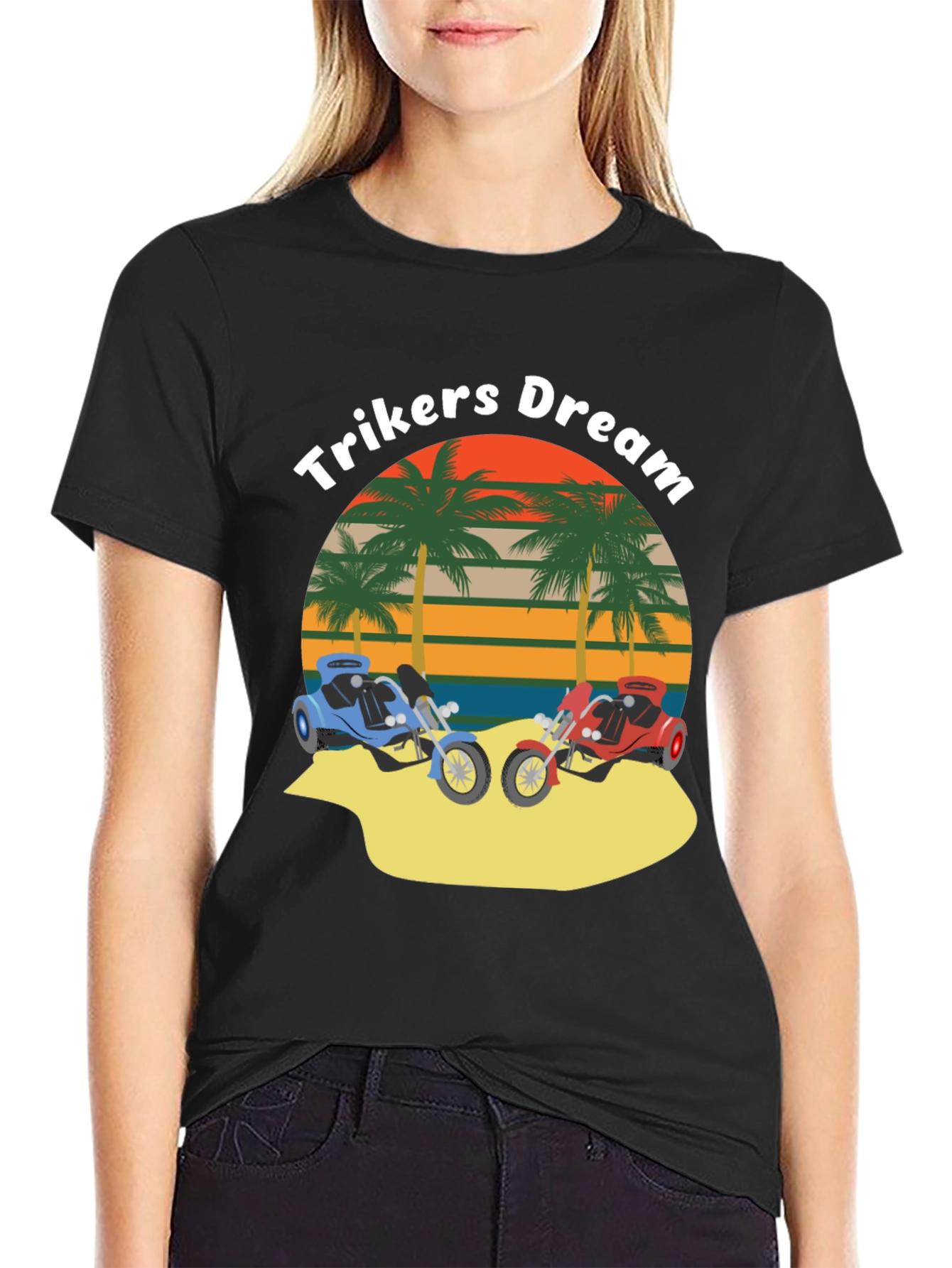 Trikers Dream Graphic Tee - Retro Palm Beach Design