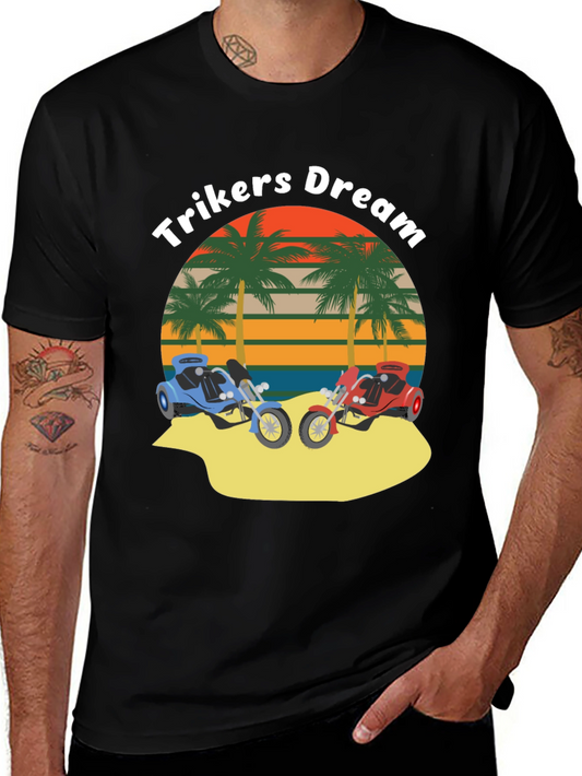 Trikers Dream Graphic Tee - Retro Palm Beach Design