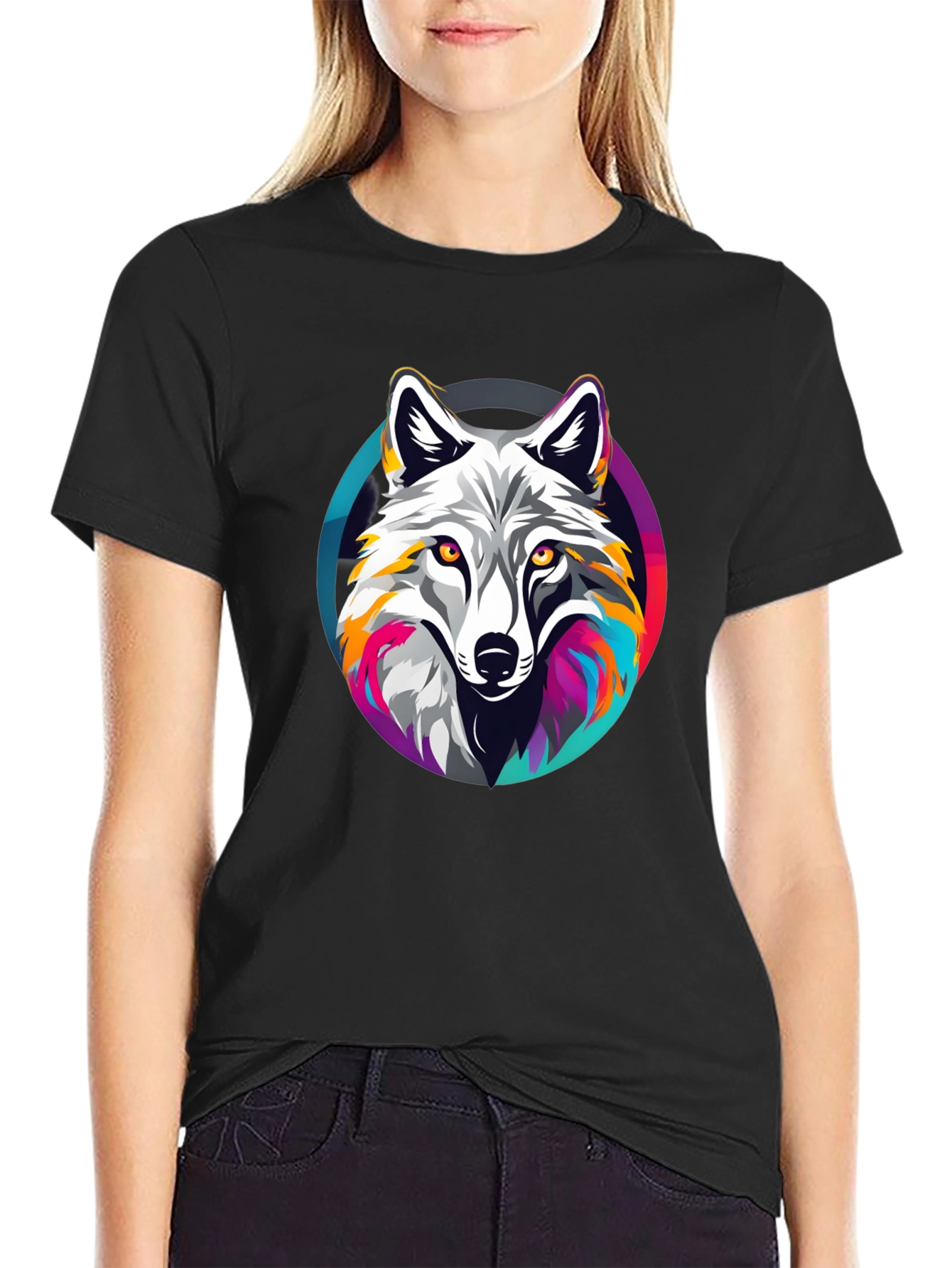 Wolf Graphic Tee - Stylish Mens Black T-Shirt