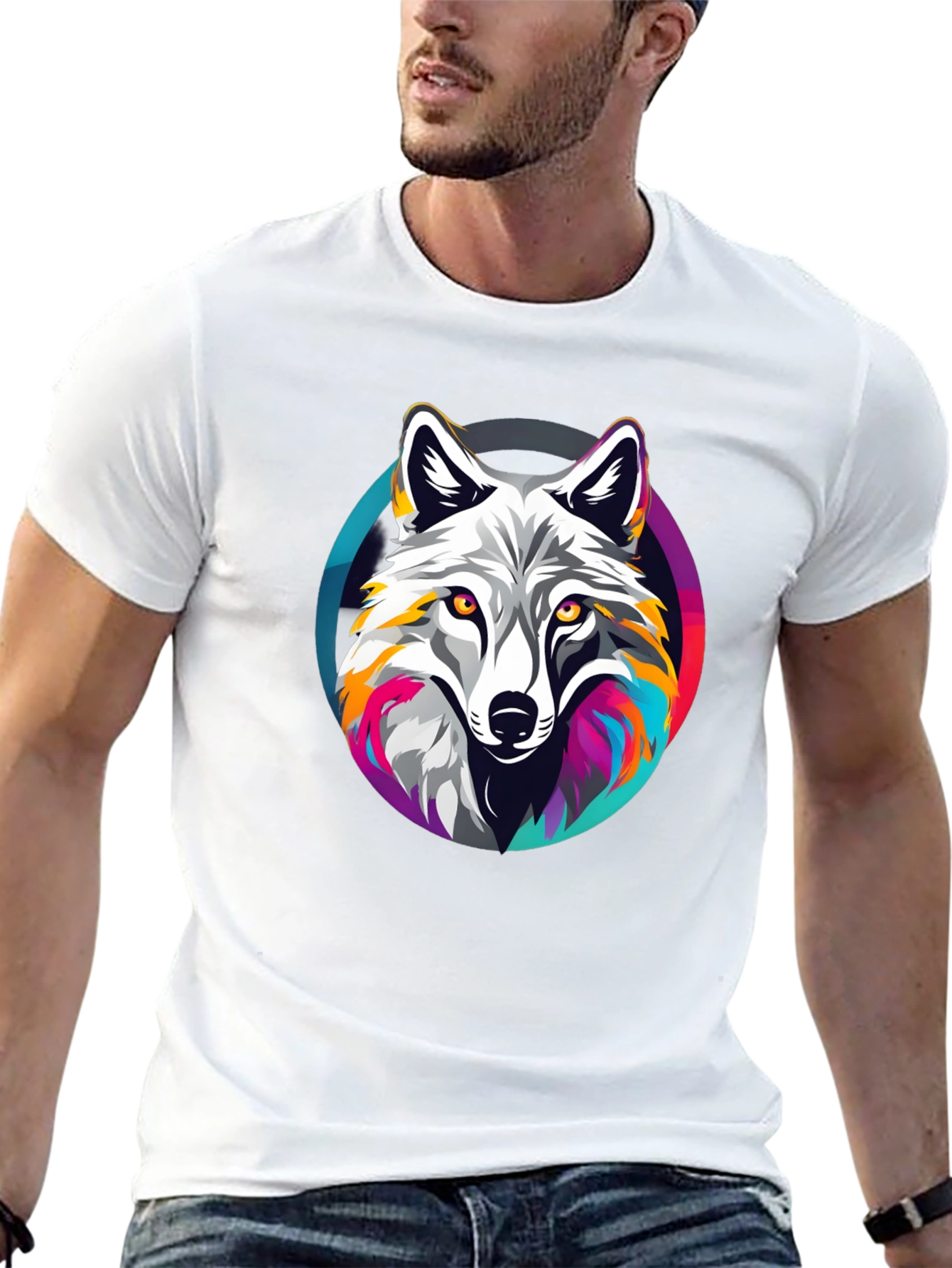 Wolf Graphic Tee - Stylish Mens Black T-Shirt
