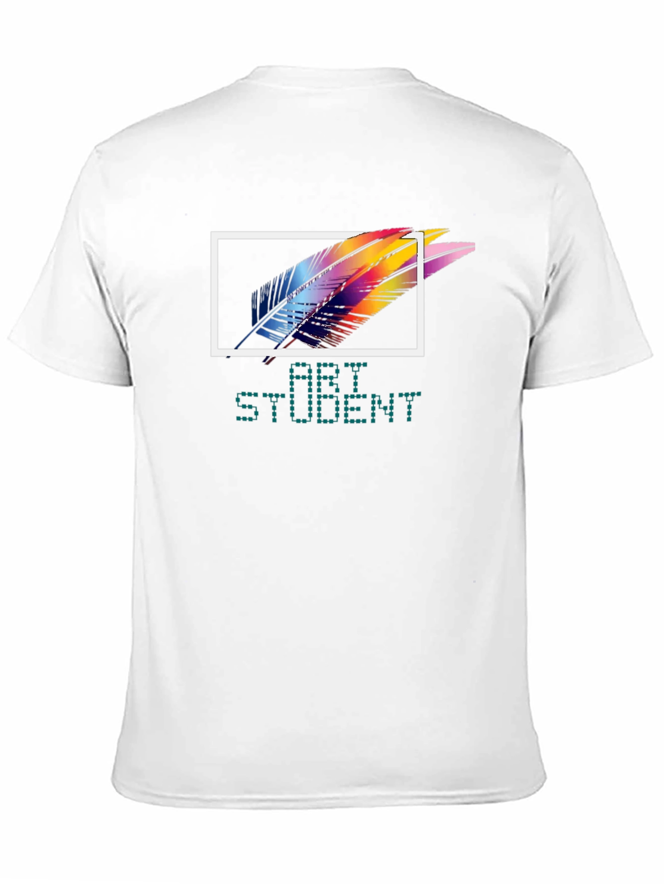 Art Student Feather Graphic T-Shirt - Black