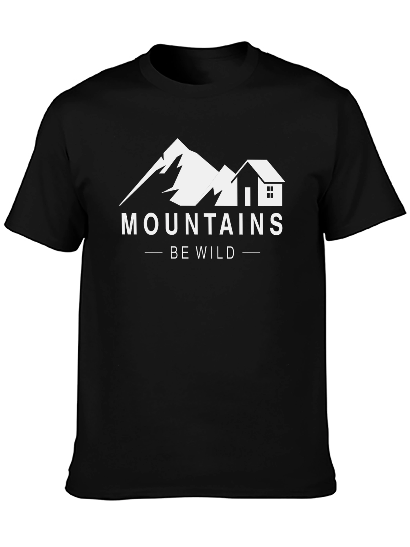 Mountains Be Wild Graphic Tee - Black Cotton T-Shirt