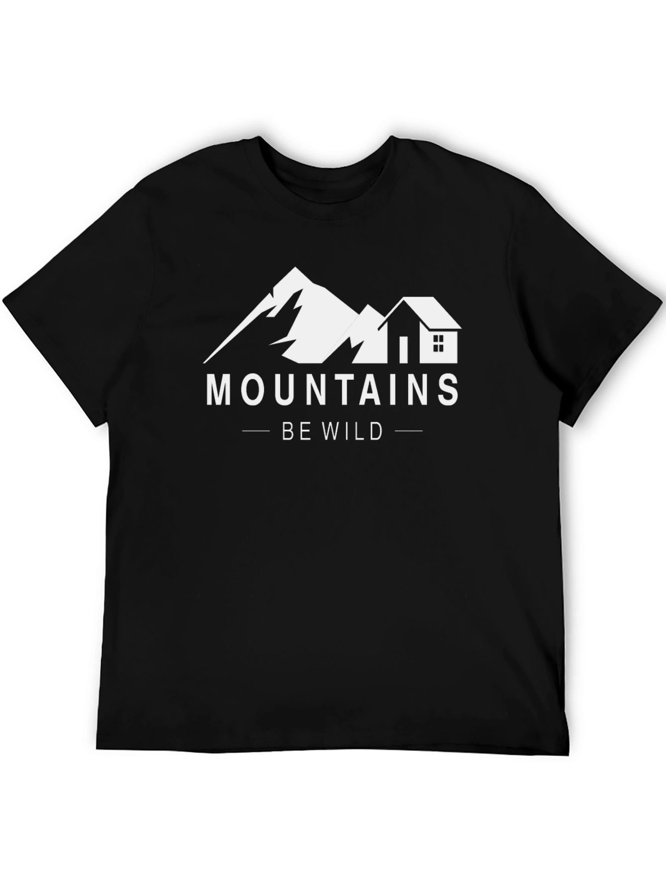 Mountains Be Wild Graphic Tee - Black Cotton T-Shirt