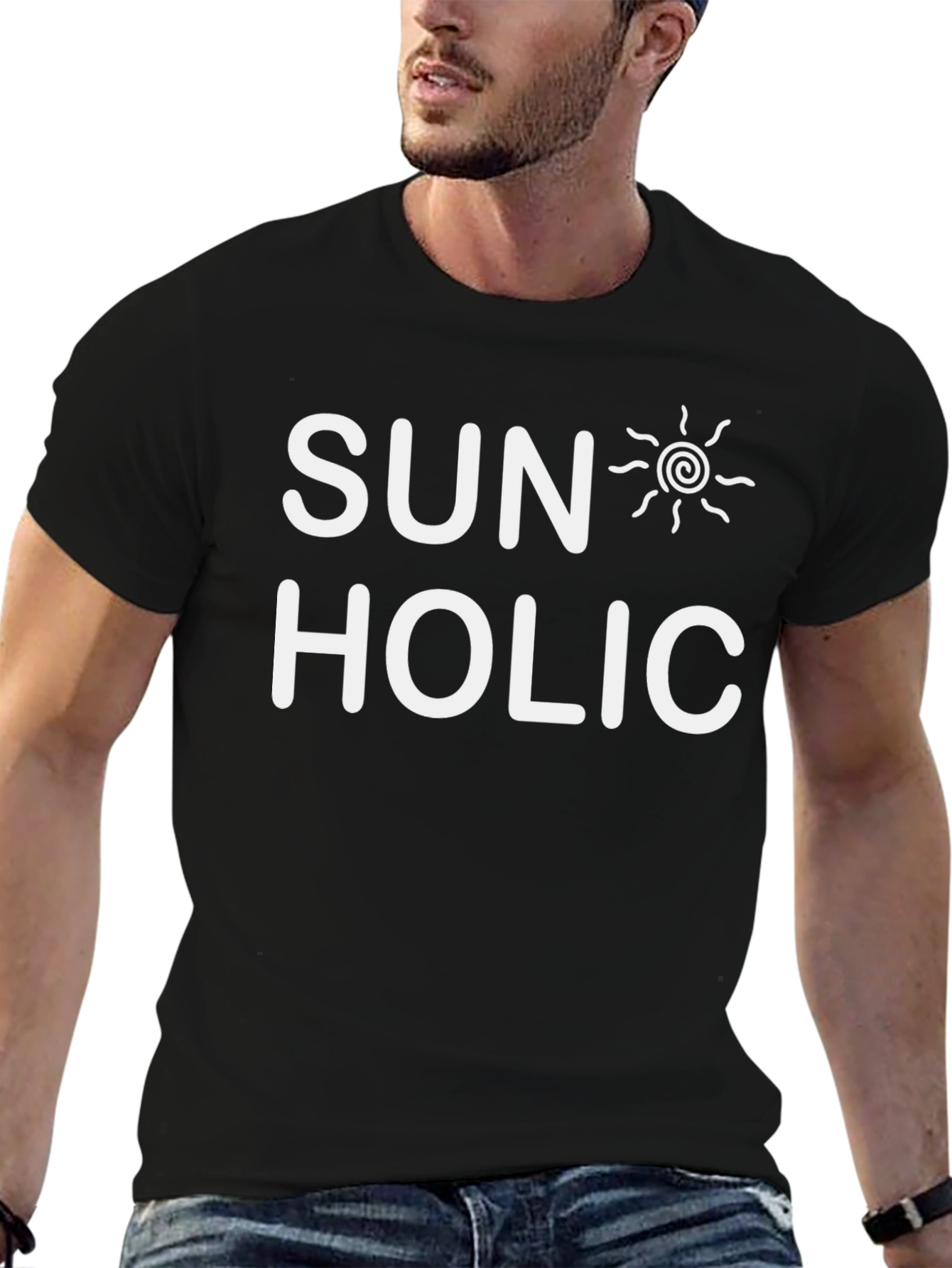 Sunholic Black T-Shirt with Sun Design