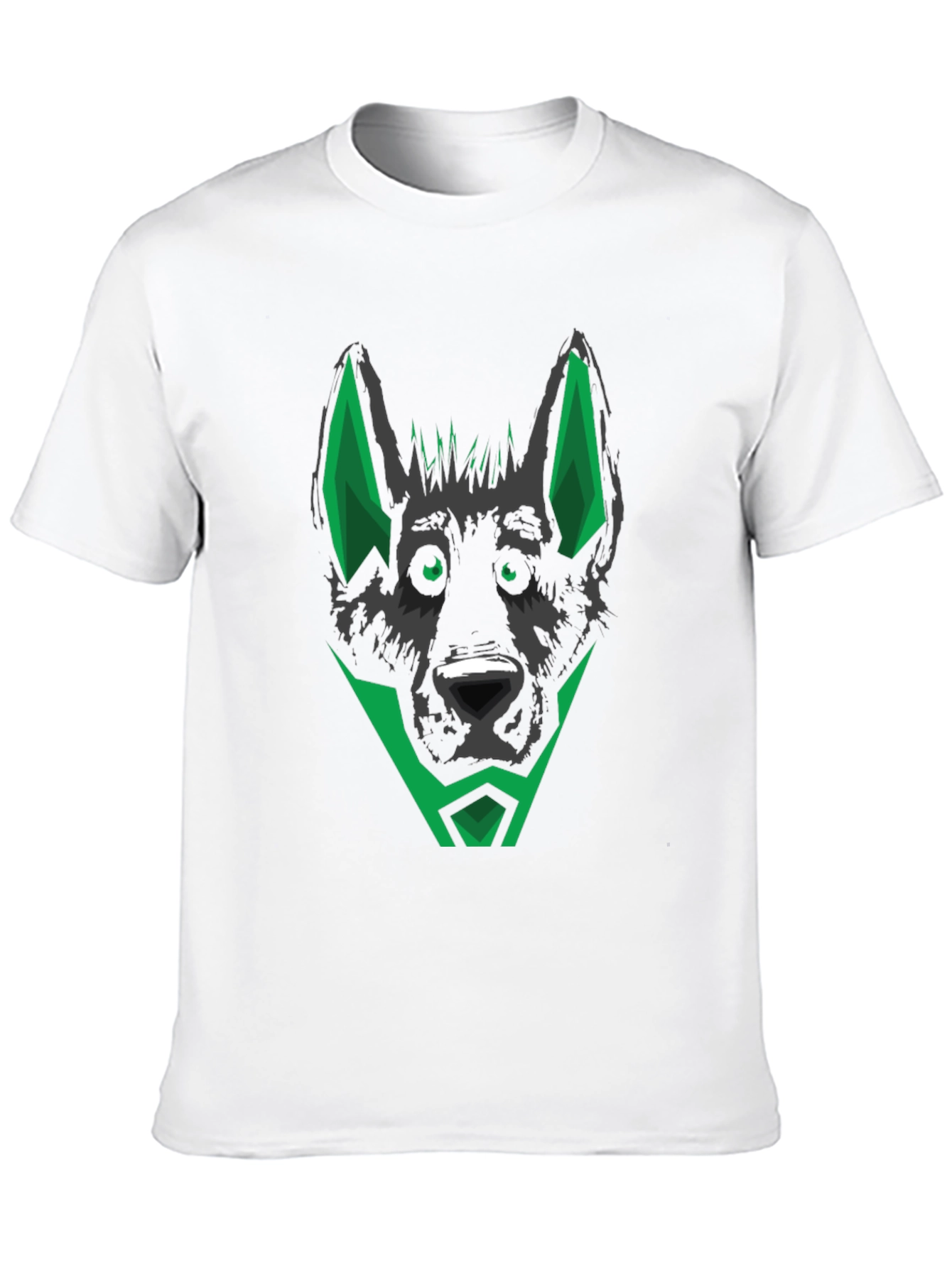 Black T-Shirt with Geometric Dog Head Design