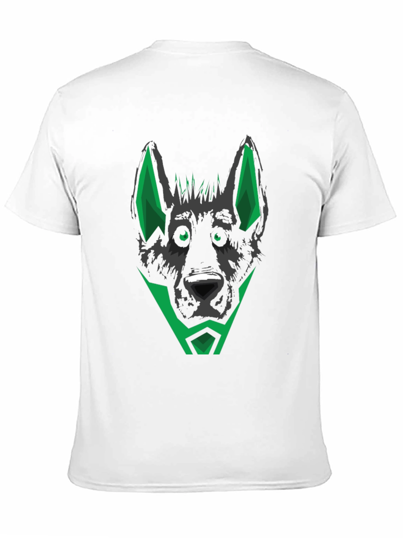 Black T-Shirt with Geometric Dog Head Design