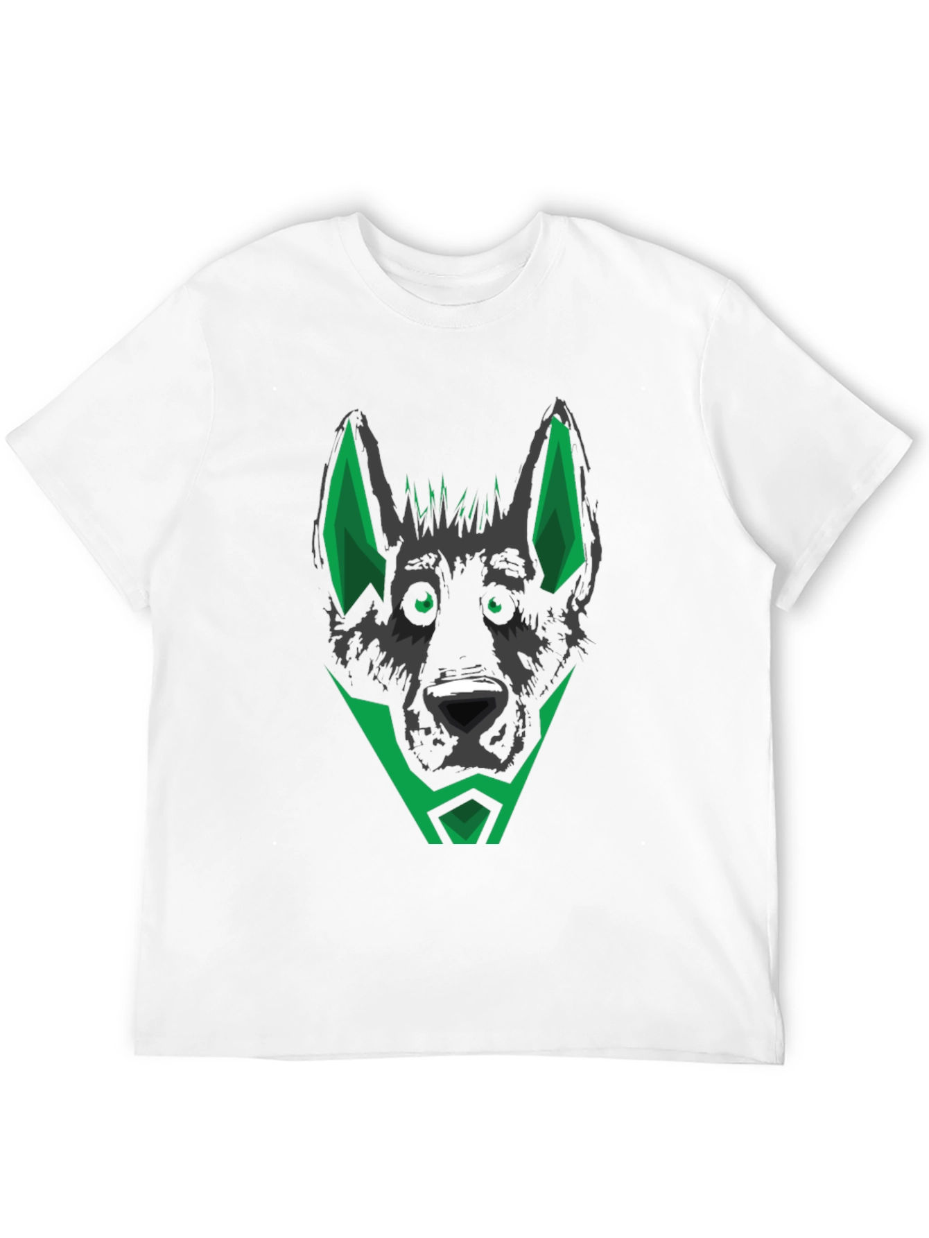 Black T-Shirt with Geometric Dog Head Design