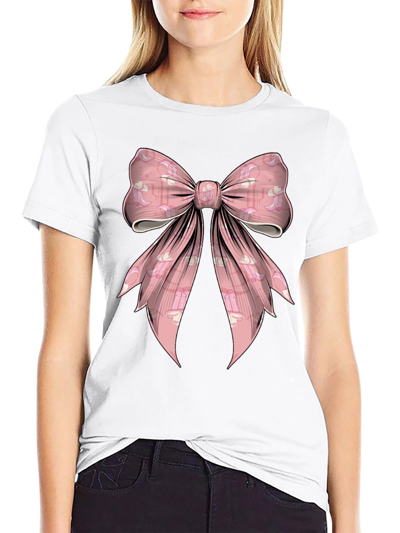 Pink Bow Graphic Tee - Fun & Stylish