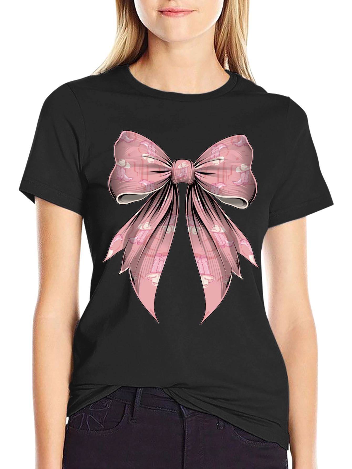 Pink Bow Graphic Tee - Fun & Stylish