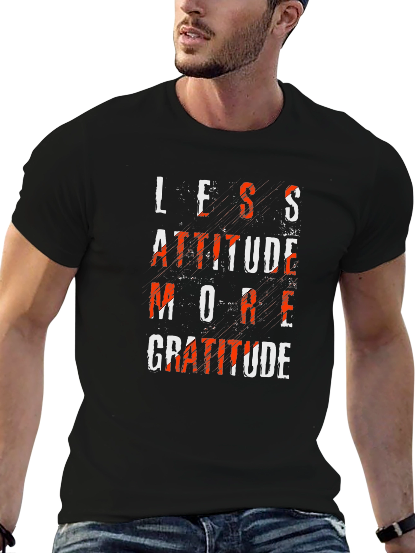 Less Attitude More Gratitude Graphic Tee - Black