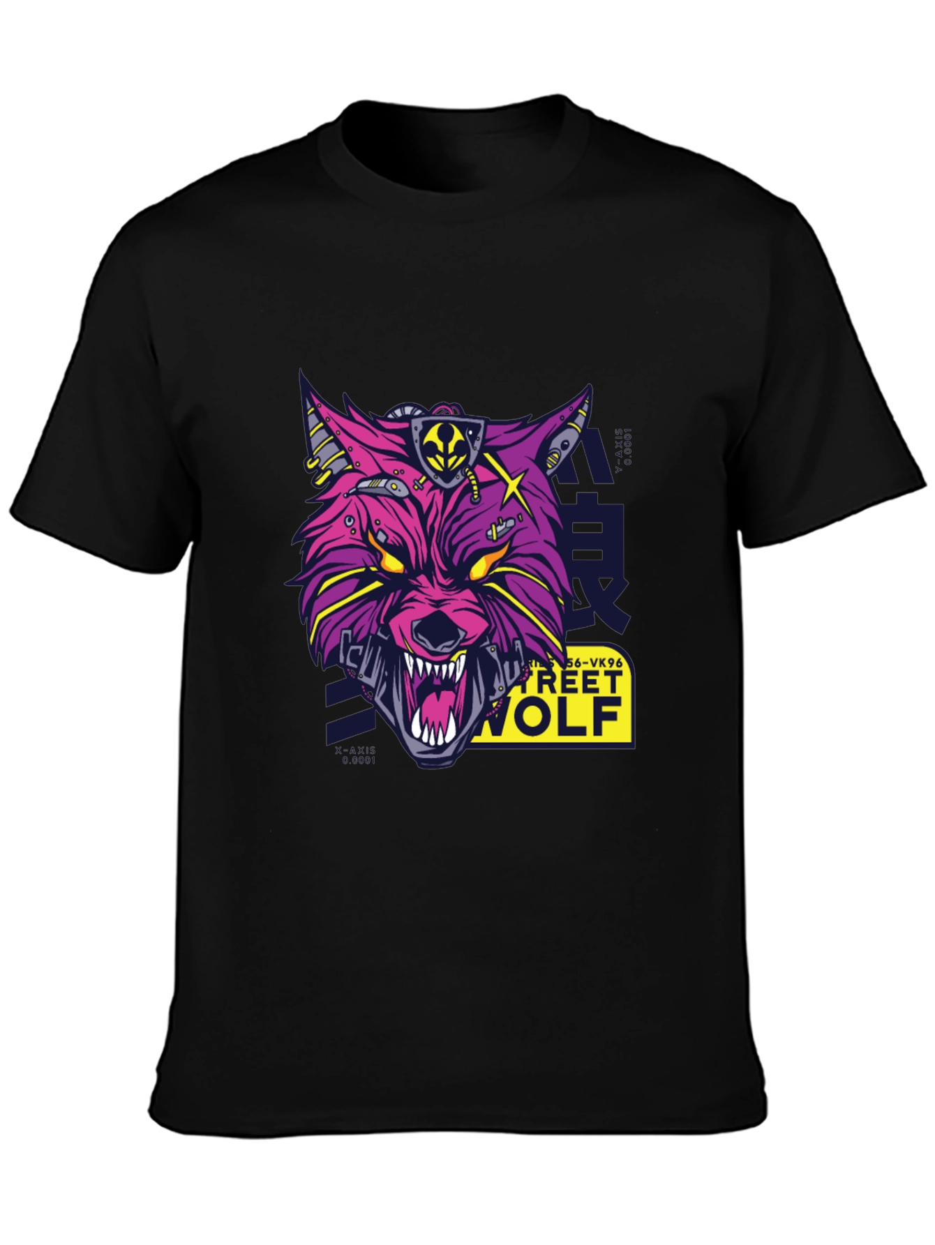 Cyber Street Wolf Graphic Tee - Black