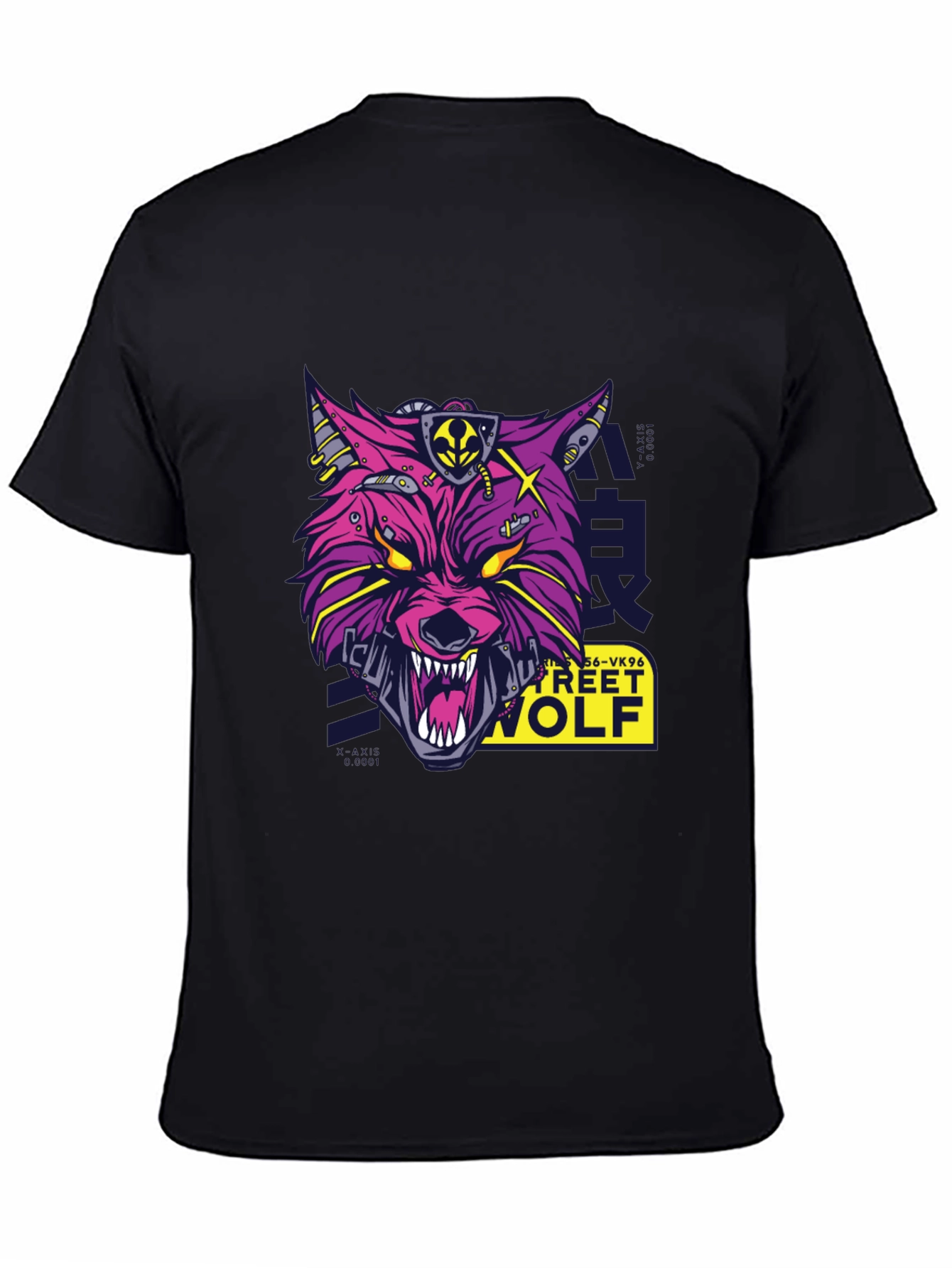 Cyber Street Wolf Graphic Tee - Black