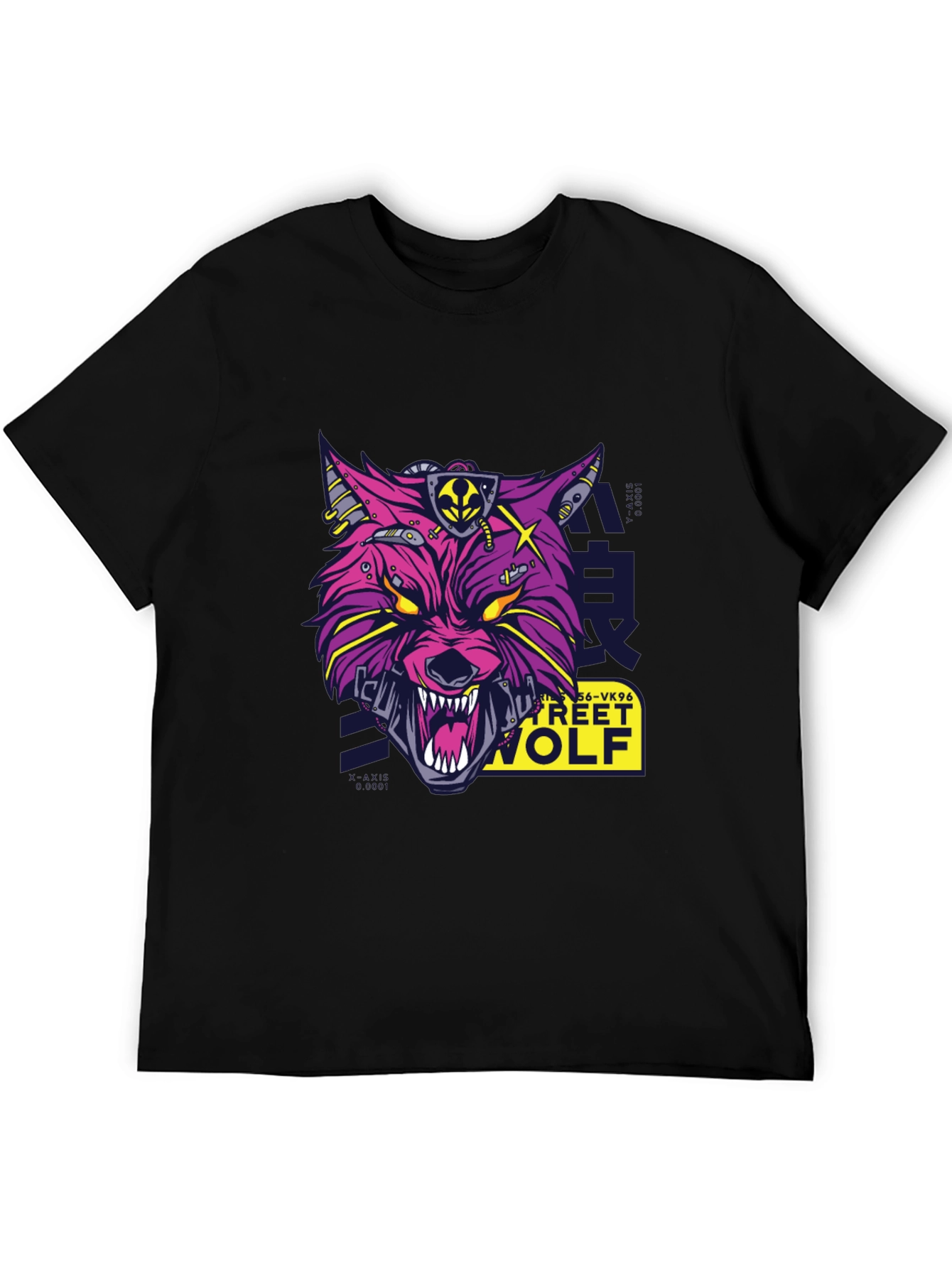 Cyber Street Wolf Graphic Tee - Black
