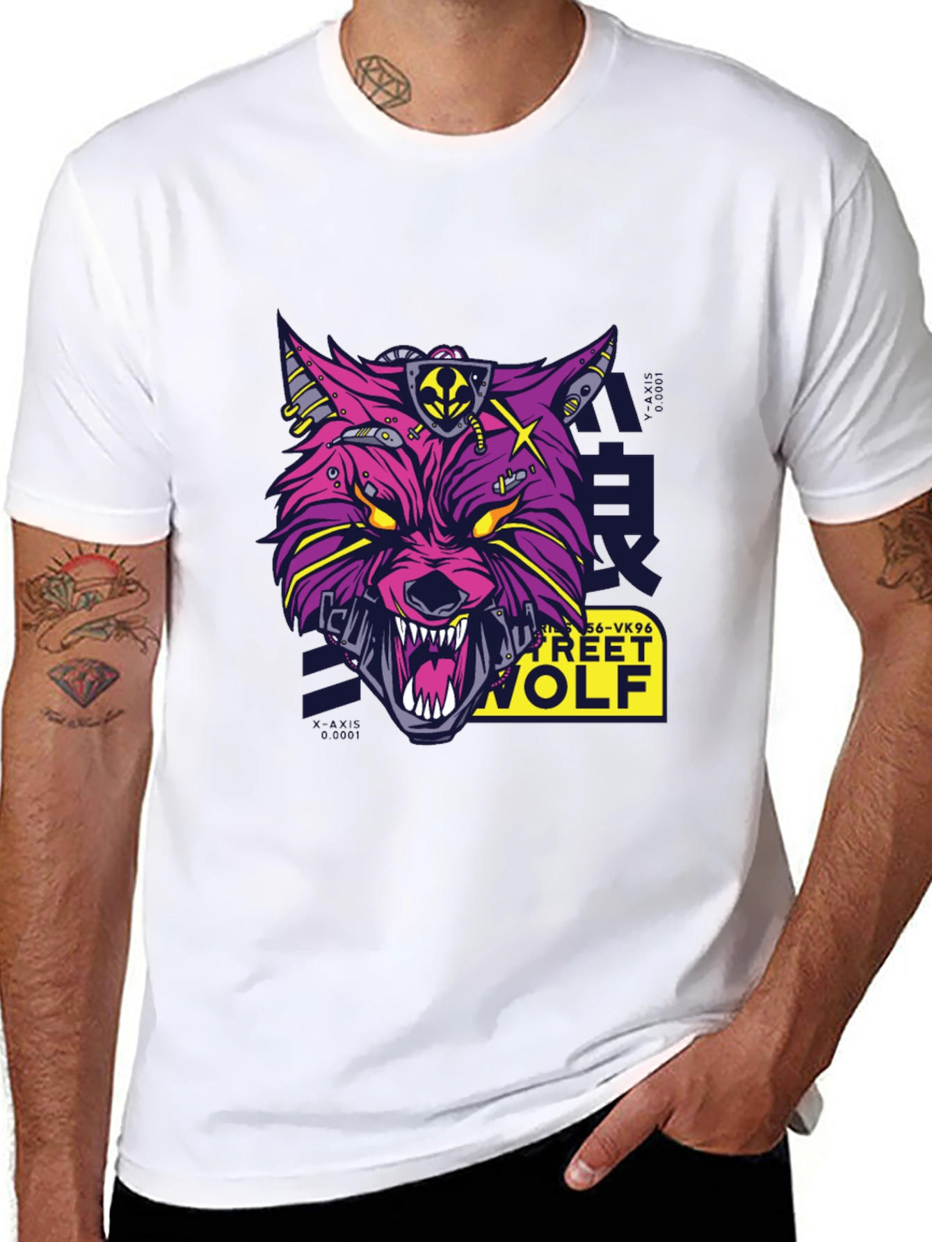 Cyber Street Wolf Graphic Tee - Black