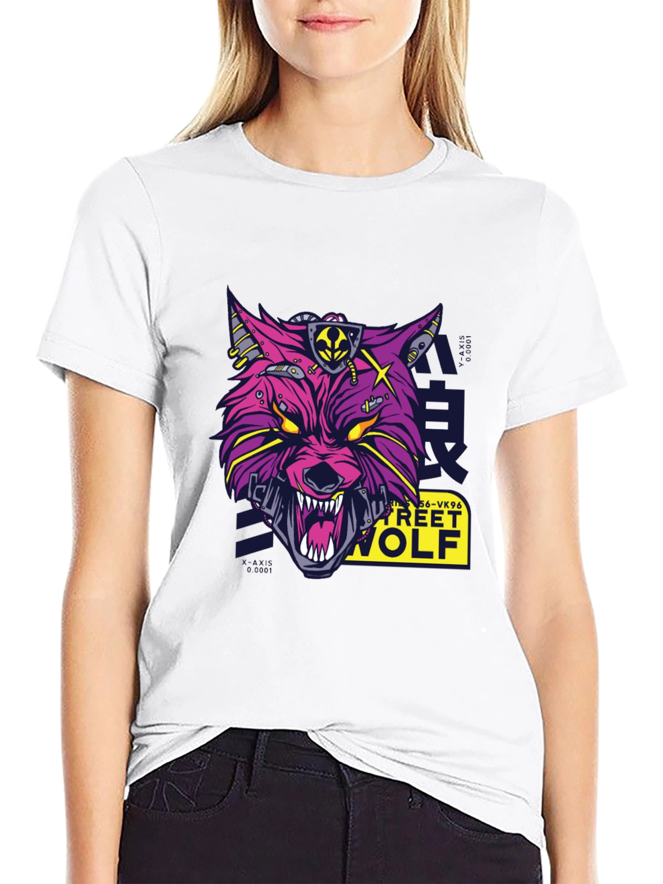 Cyber Street Wolf Graphic Tee - Black